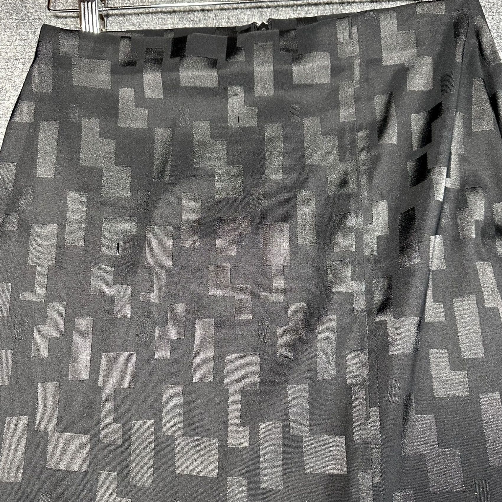 Vintage LAUREN VIDAL Skirt Womens T2 6 Black Pencil Print Vent Back Zip Geometric Size 28" / US 6 / IT 42 - 2 Thumbnail