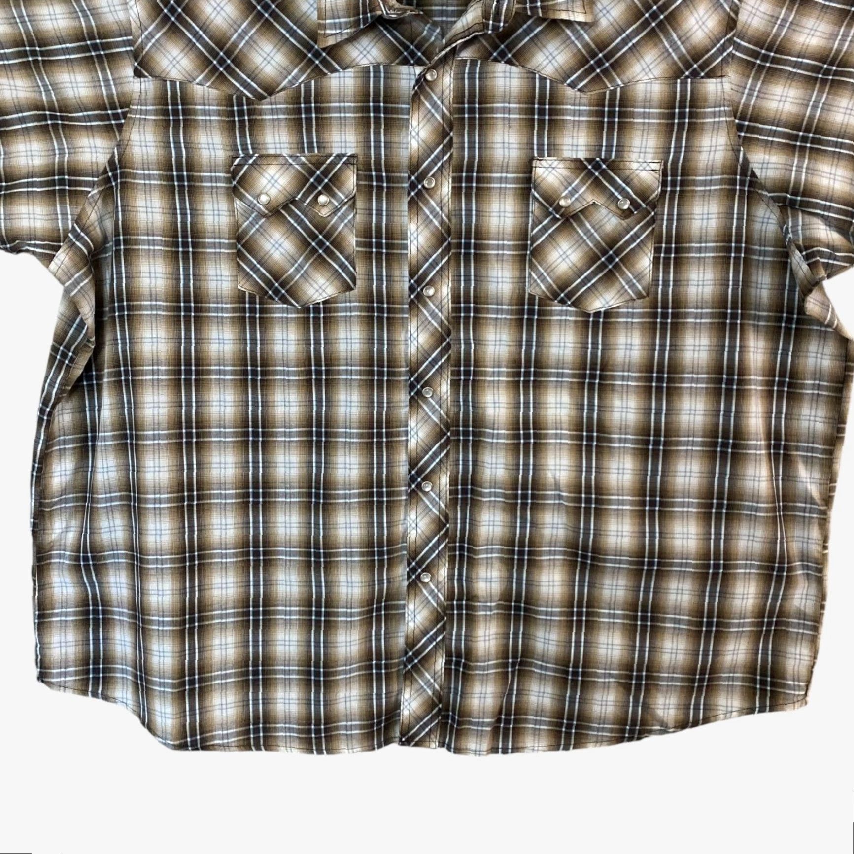 Wrangler Wrangler Western Pearl-Snap Shirt Brown Plaid Men's 3XL Short-Sleeve Button-Up Shirts Men’s 3XL Western Size US XXL / EU 58 / 5 - 6 Thumbnail