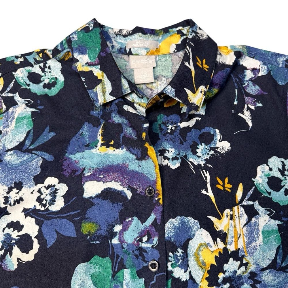 Chicos New Chico's No Iron Stretch Floral Tunic Size 0.5 US 6 Size M / US 6-8 / IT 42-44 - 4 Thumbnail