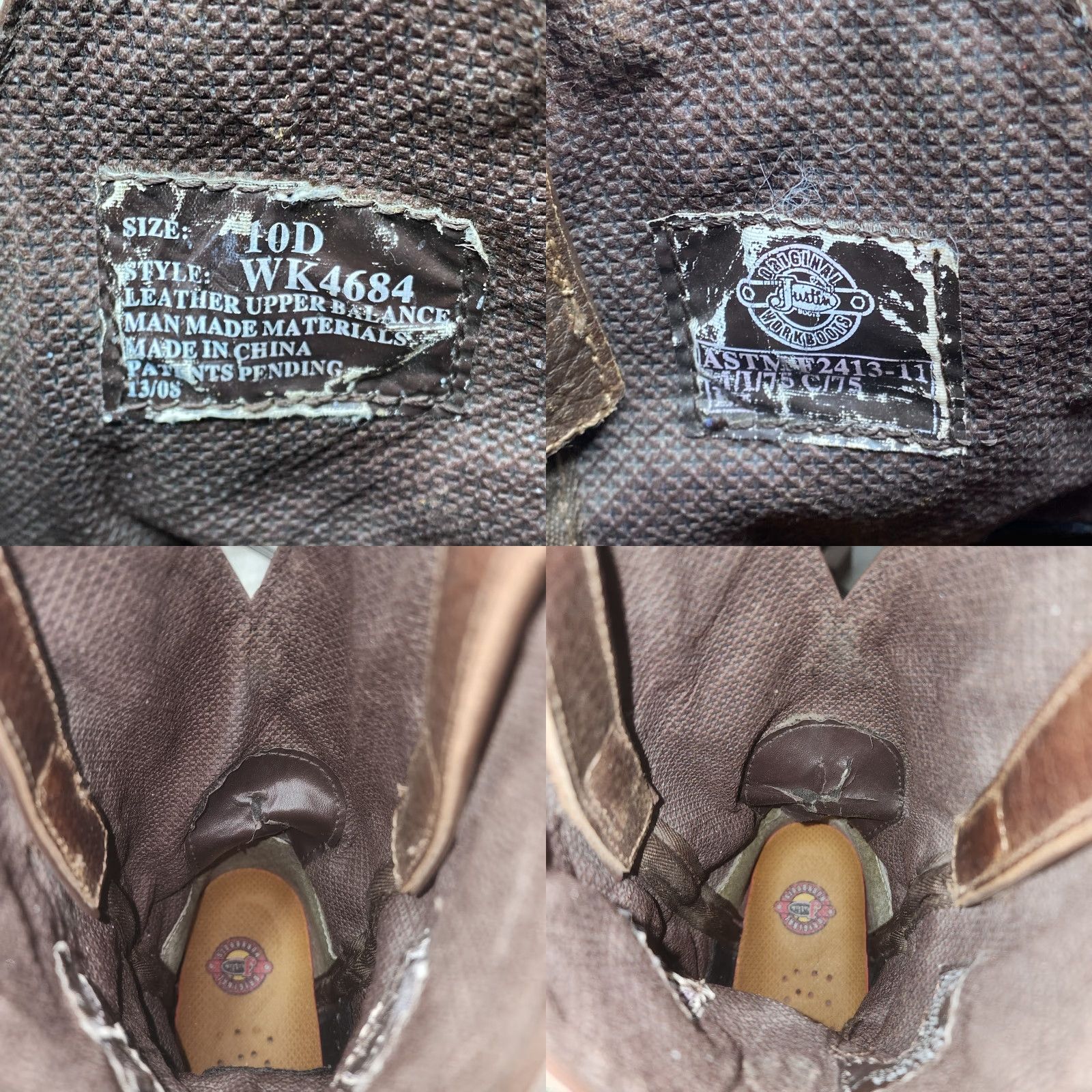 Vintage VINTAGE Justin Driller Mens 10 D Brown Leather Steel Toe Cowboy Western Boots Square Toe WK4684 Leather Boots Brown Cowboy Steel Toe Boots Men Size US 10 / EU 43 - 9 Thumbnail