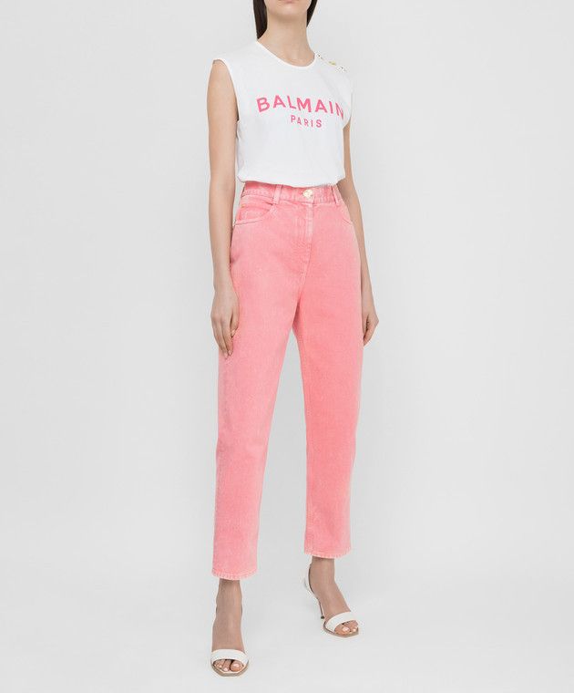Balmain o1y0625 Denim Pant in Pink Size 28" / US 6 / IT 42 - 2 Thumbnail