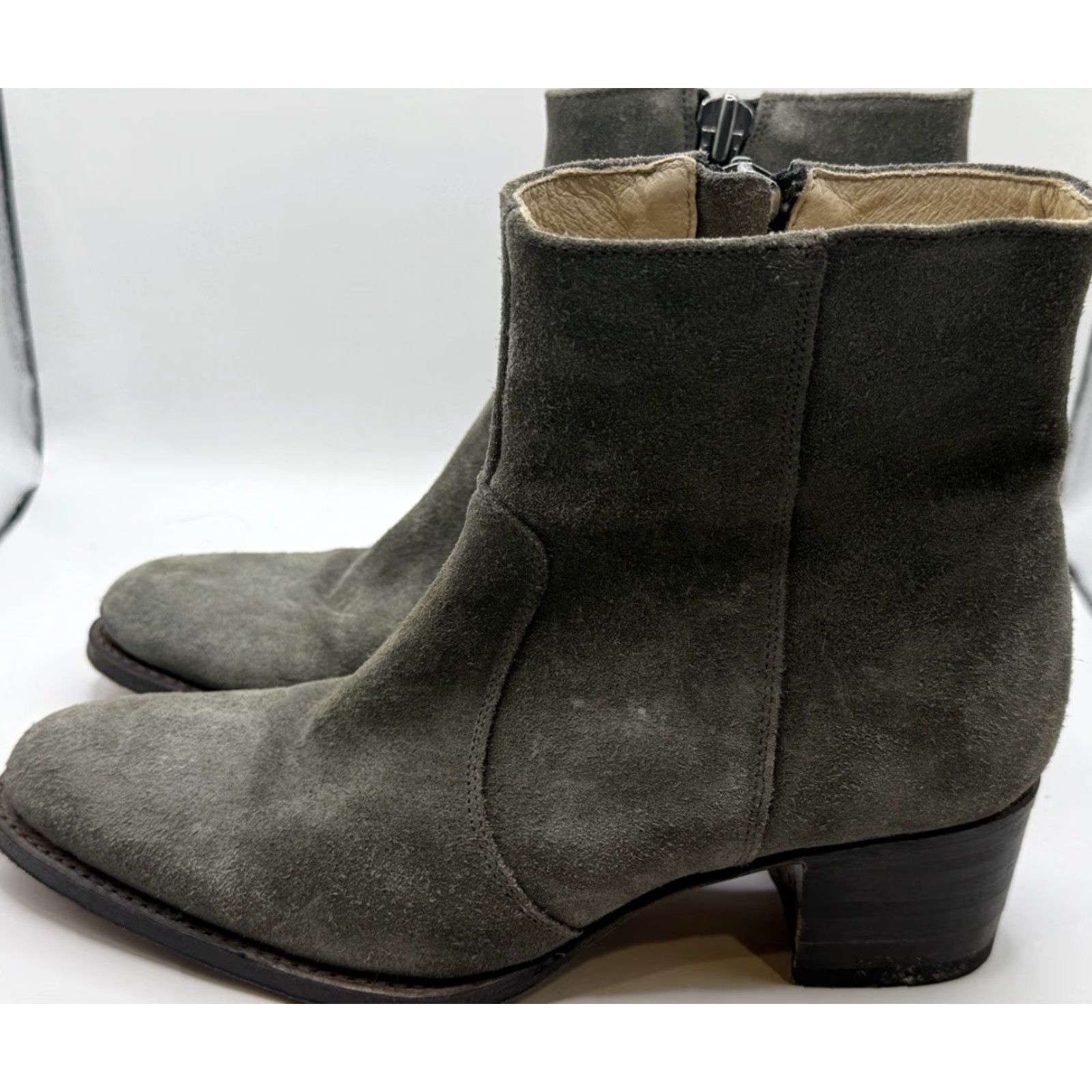 Vintage ANN MASHBURN Bootie Sho e Gray Suede Side Zip Ankle Bootie Womens 37 EU 6-7 US Gray Bohemian Classic Spain Size US 6 / IT 36 - 2 Thumbnail