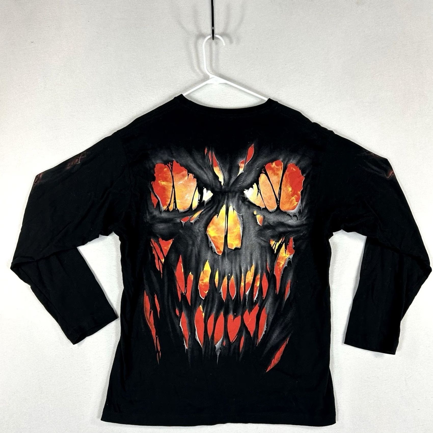 Vintage Spiral Graphic Shirt Men’s L Double-Sided Clown Flame Biker Tee Y2K Col black Shirt Mens Large Graphic Print Long Sleeve 2010-2019 Size US L / EU 52-54 / 3 - 6 Thumbnail