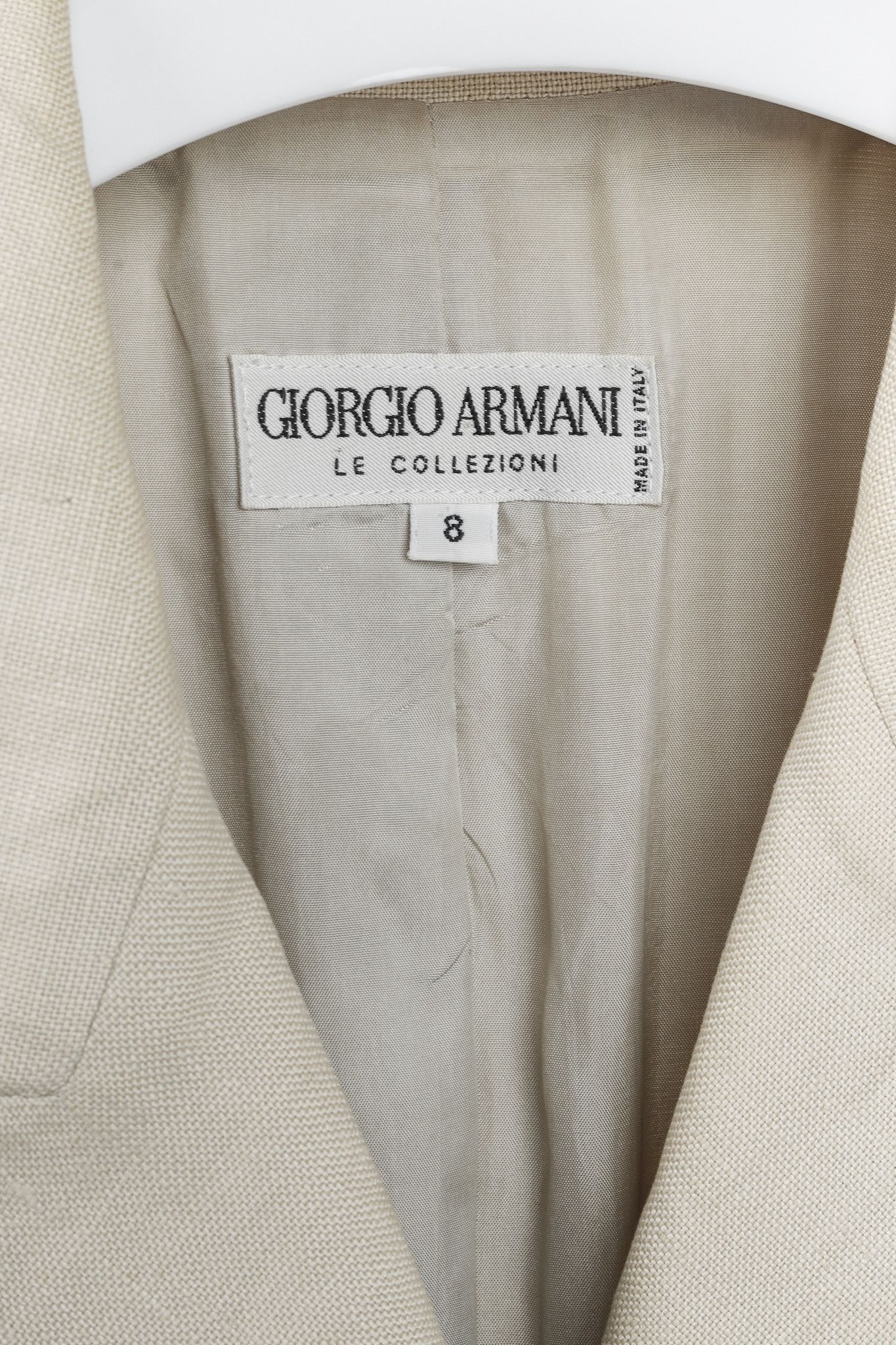 Armani Collezioni Armani Collezioni Vintage Tan Linen Double Breasted Blazer Size M / US 6-8 / IT 42-44 - 4 Thumbnail