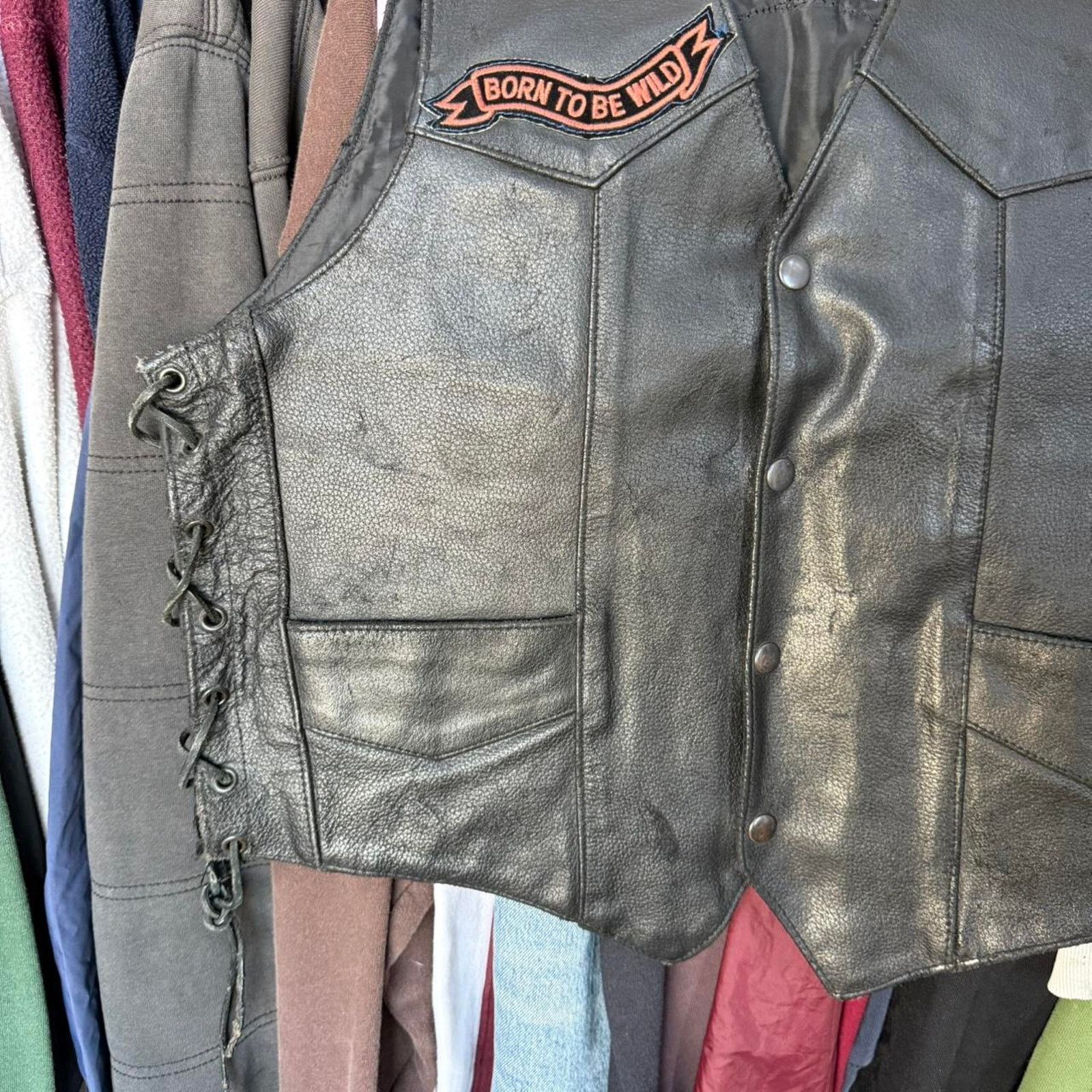 Other Vintage 90s ATL Genuine Leather Biker Vest With Cool Patches Size US M / EU 48-50 / 2 - 4 Thumbnail