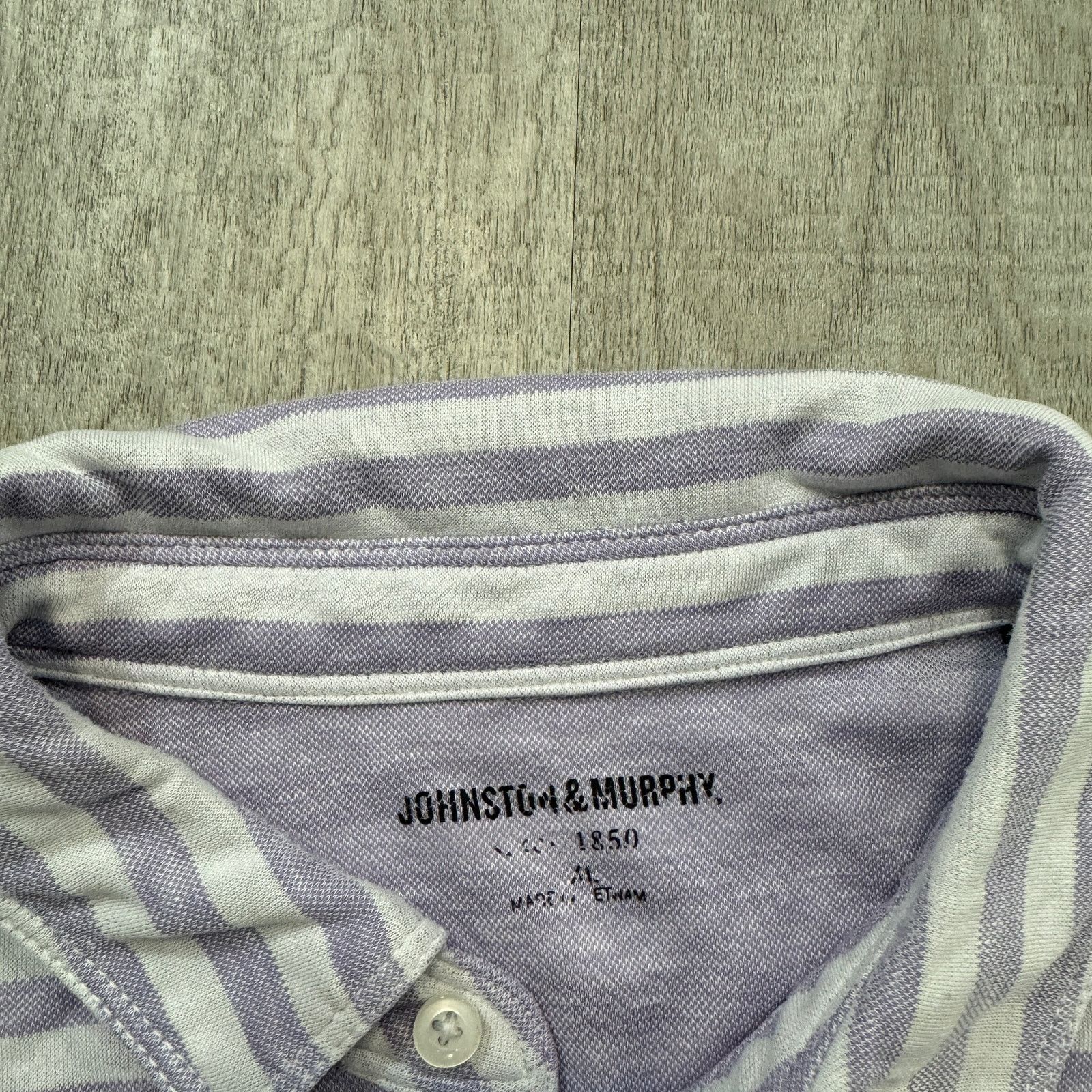 Johnston & Murphy Johnston & Murphy Polo Shirt Men's Extra Large Purple White Size US XL / EU 56 / 4 - 4 Thumbnail
