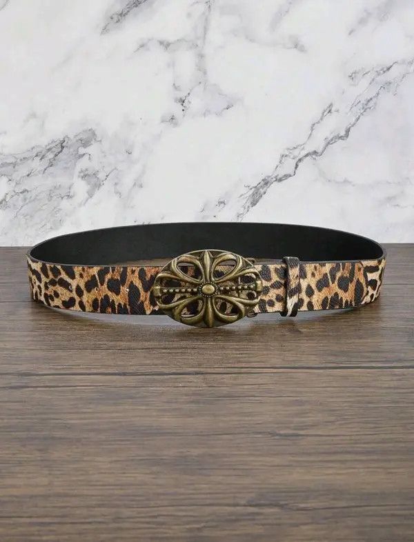 Japanese Brand Hazaki x Mari Y2k Floral Cross Buckle Leopard Belt Size ONE SIZE - 6 Thumbnail