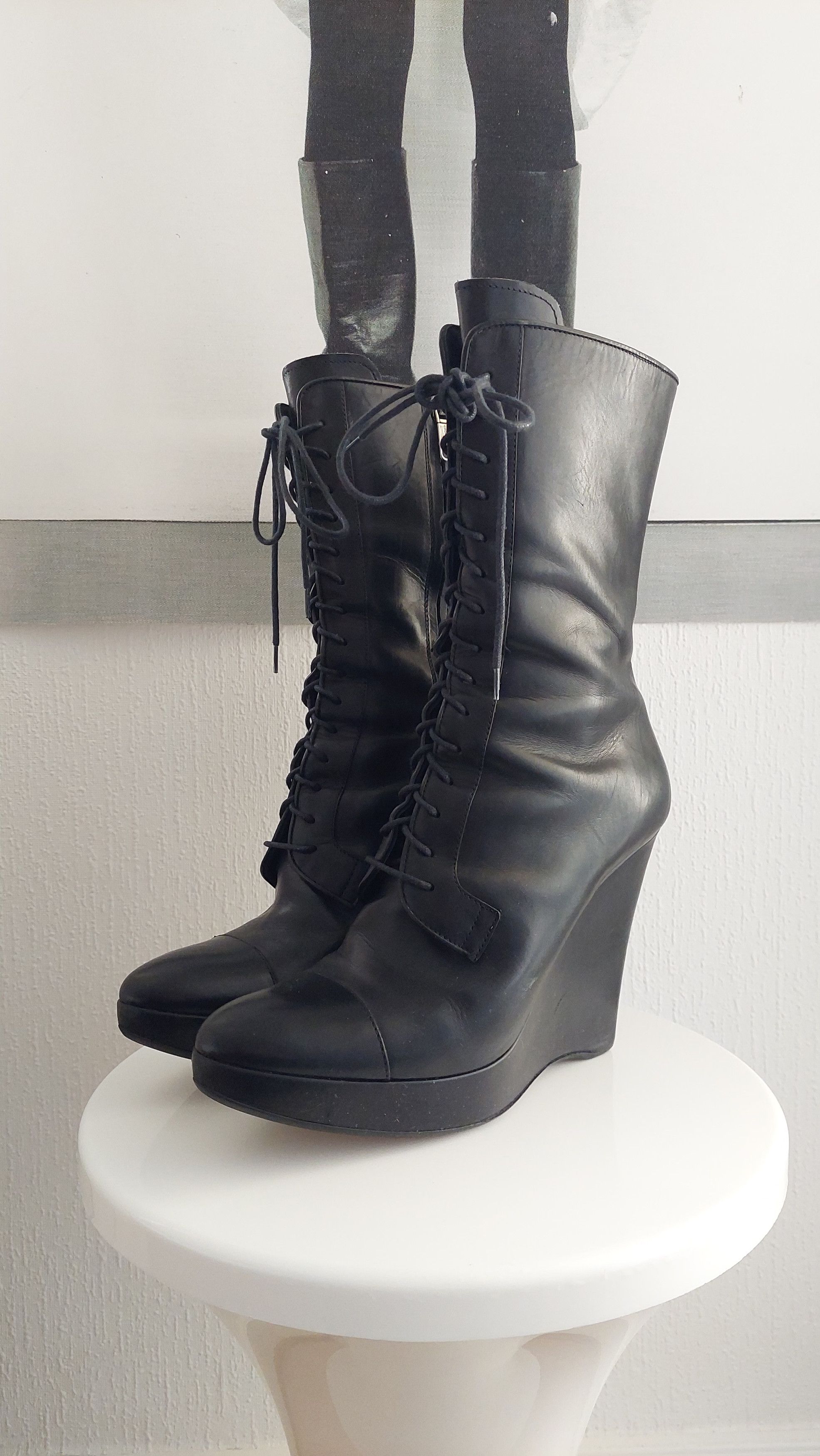 Jil Sander Jil Sander FW2006 lace up wedge boots Size US 7.5 / IT 37.5 - 6 Thumbnail