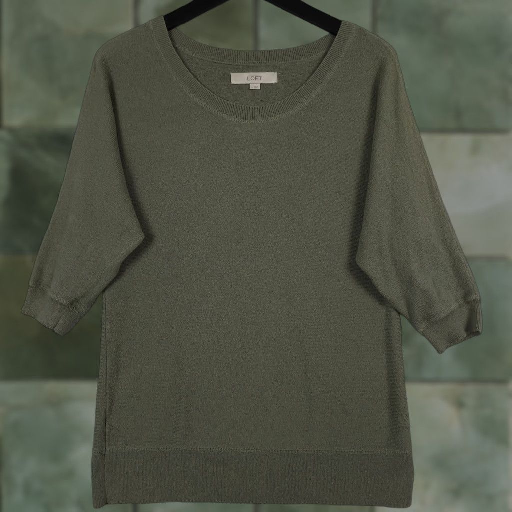 Loft LOFT Womens Medium Green 3/4 Sleeve Pullover Crewneck Lightweight Casual Sweater Size M / US 6-8 / IT 42-44 - 1 Thumbnail