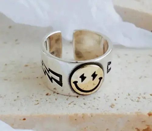 Other Smiley Adjustable .925 Silver Ring Size ONE SIZE - 2 Thumbnail
