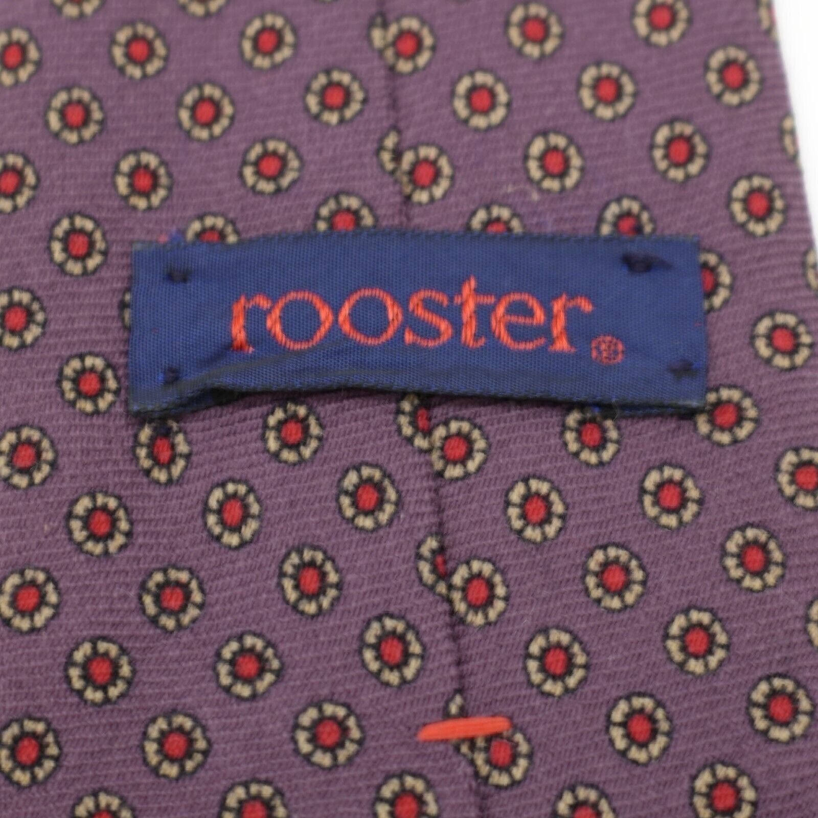 Designer Rooster Purple Red Geometric Floral Print Wool Tie Short Ski Size ONE SIZE - 3 Thumbnail