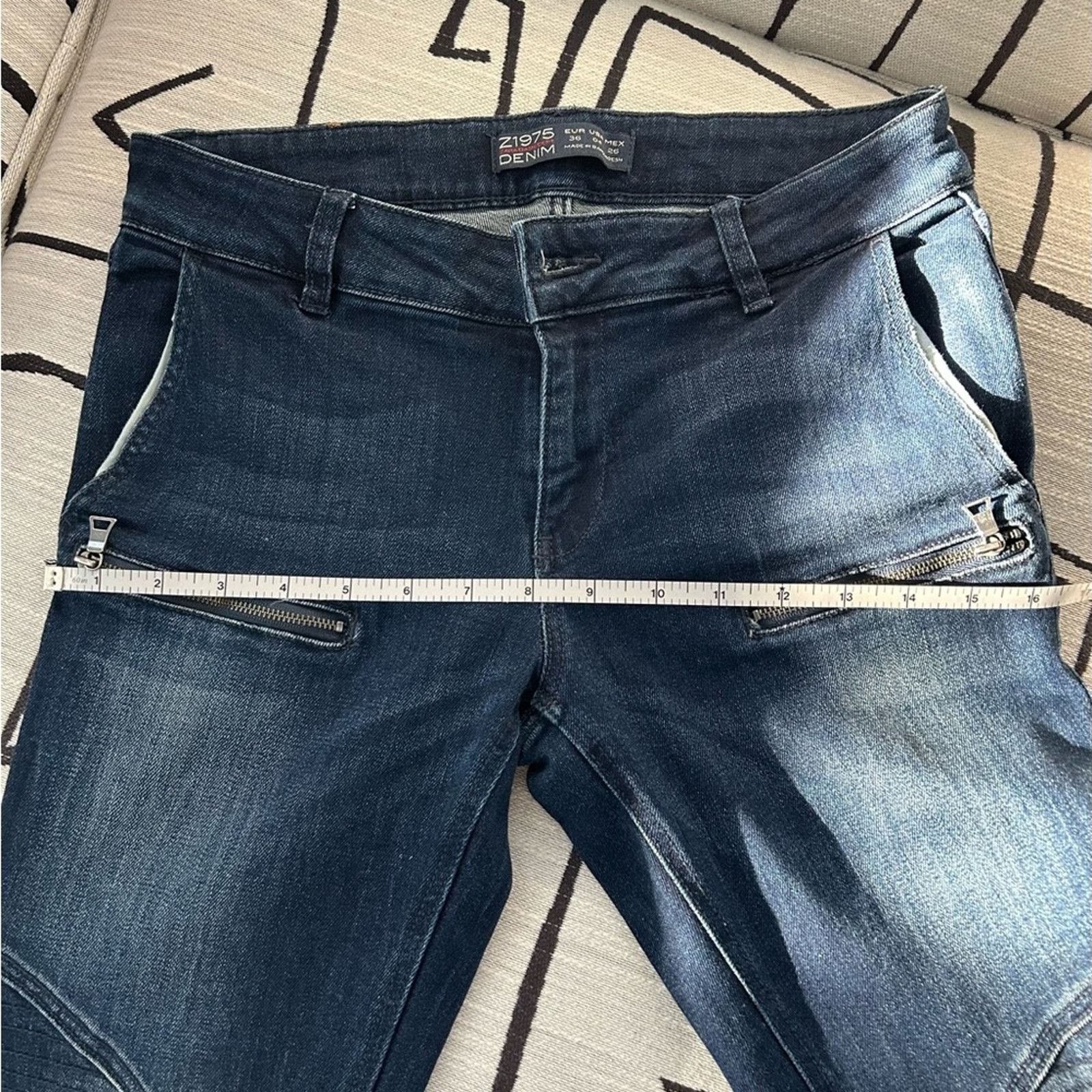 Zara Zara Denim Moto Dark Wash Stretch Skinny Jeans Women's 4 Size 32" / US 10 / IT 46 - 7 Thumbnail