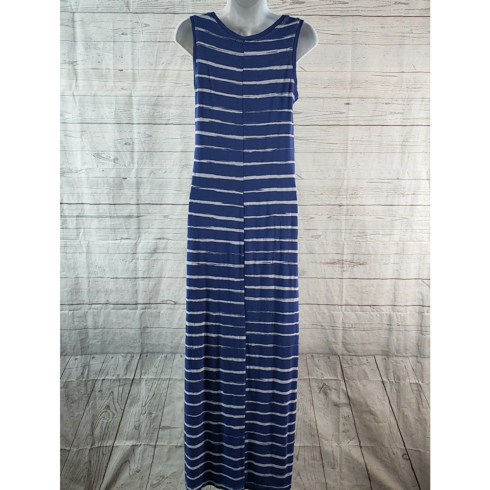 Vintage Fresh Produce Maxi Dress Tank Blue Stripe Scoop Neck Womens Sz Small Size S / US 4 / IT 40 - 3 Thumbnail