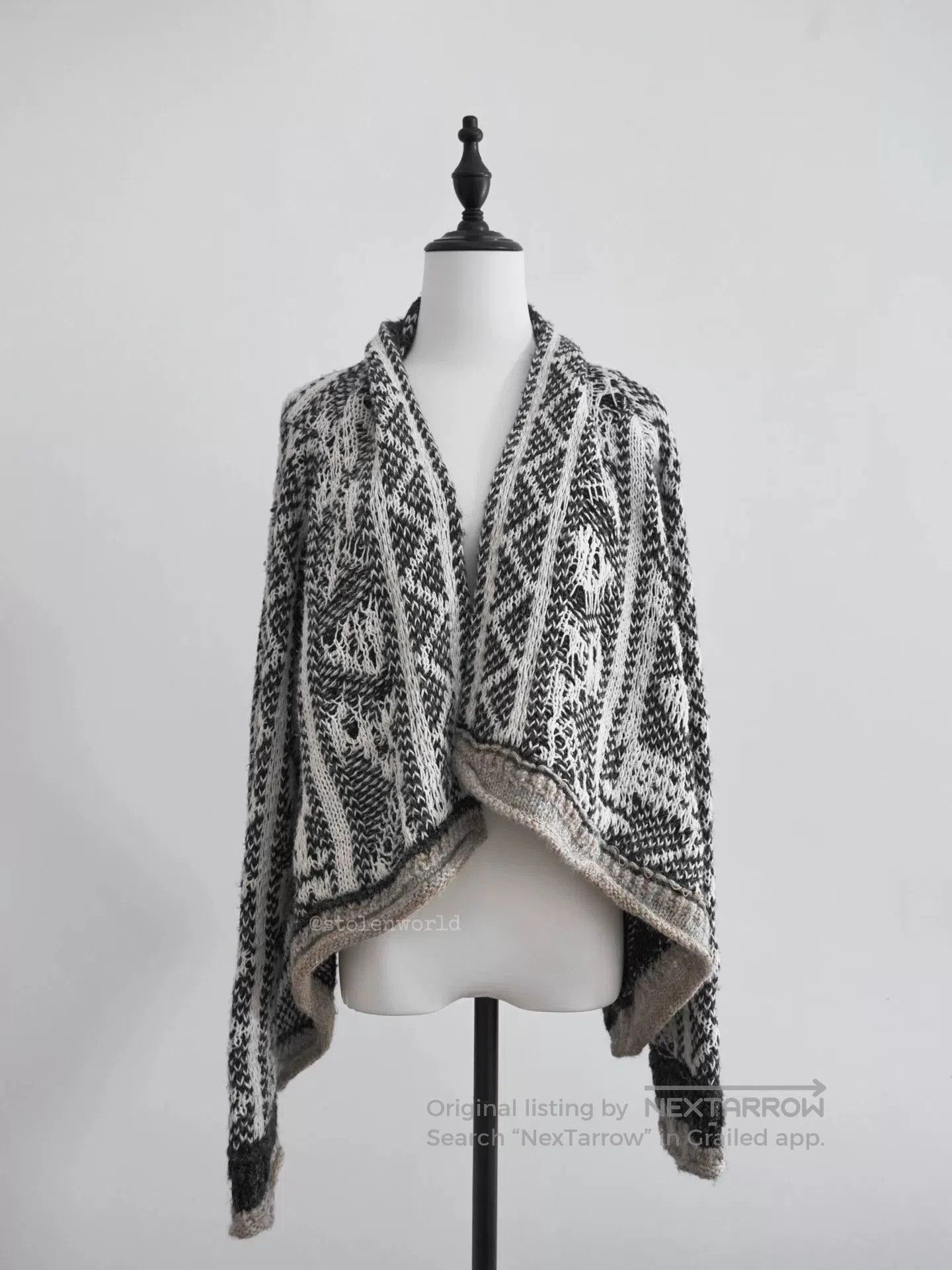 Issey Miyake wool knitted cardigan with unique pattern. Size M / US 6-8 / IT 42-44 - 3 Thumbnail