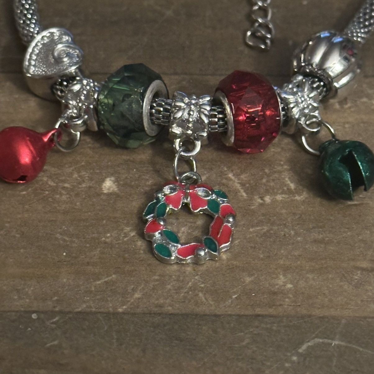 Other Silver tone mesh tube Christmas slide charm bracelet Size ONE SIZE - 3 Thumbnail