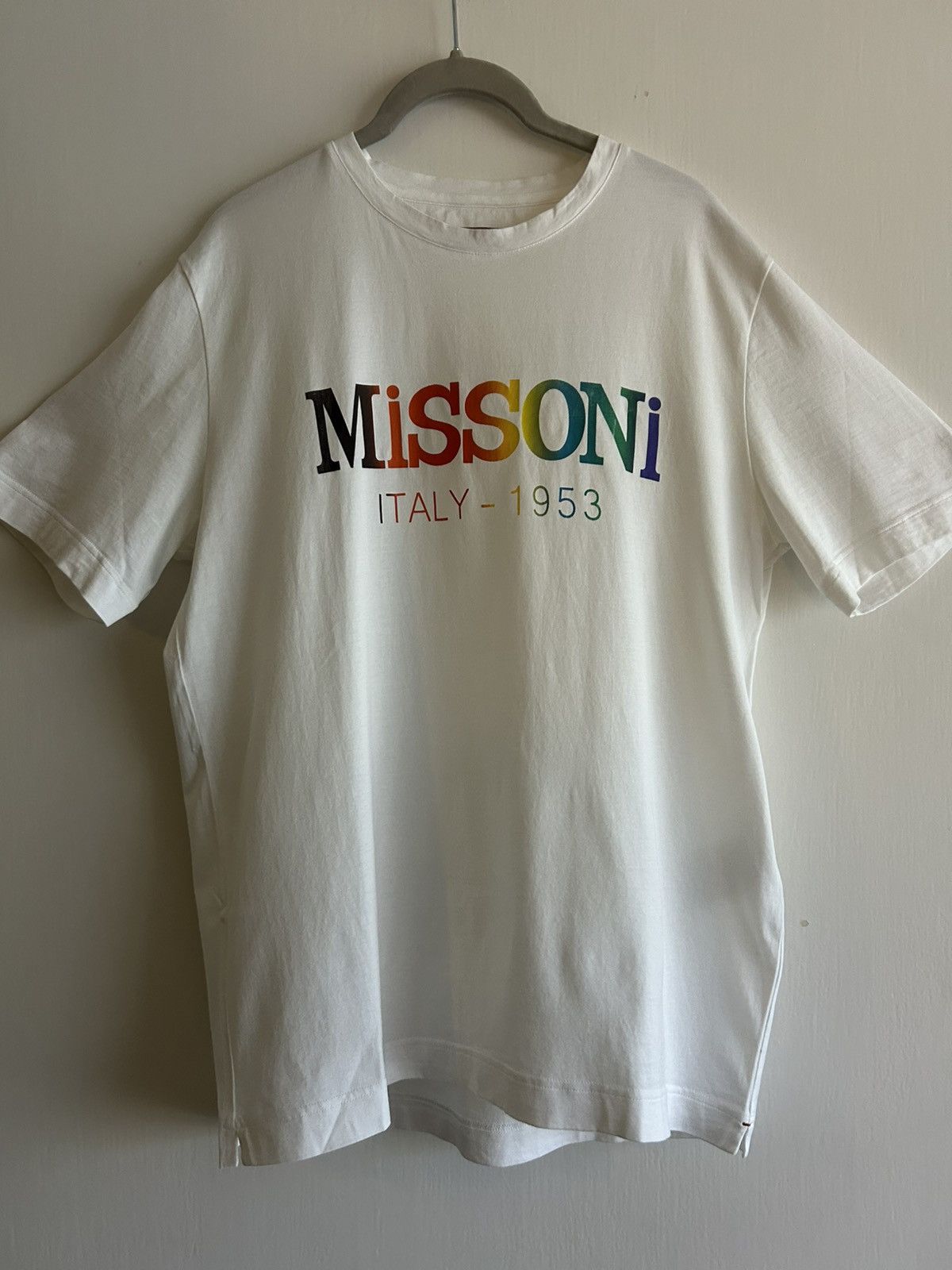 Missoni Missoni White Rainbow Logo T-Shirt Size US S / EU 44-46 / 1 - 1 Thumbnail