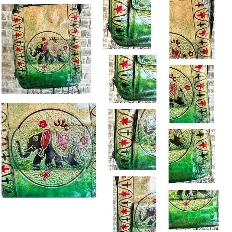 Other Shantiniketan Elephant Embossed Leather Backpack Handmade in Size ONE SIZE - 4 Thumbnail