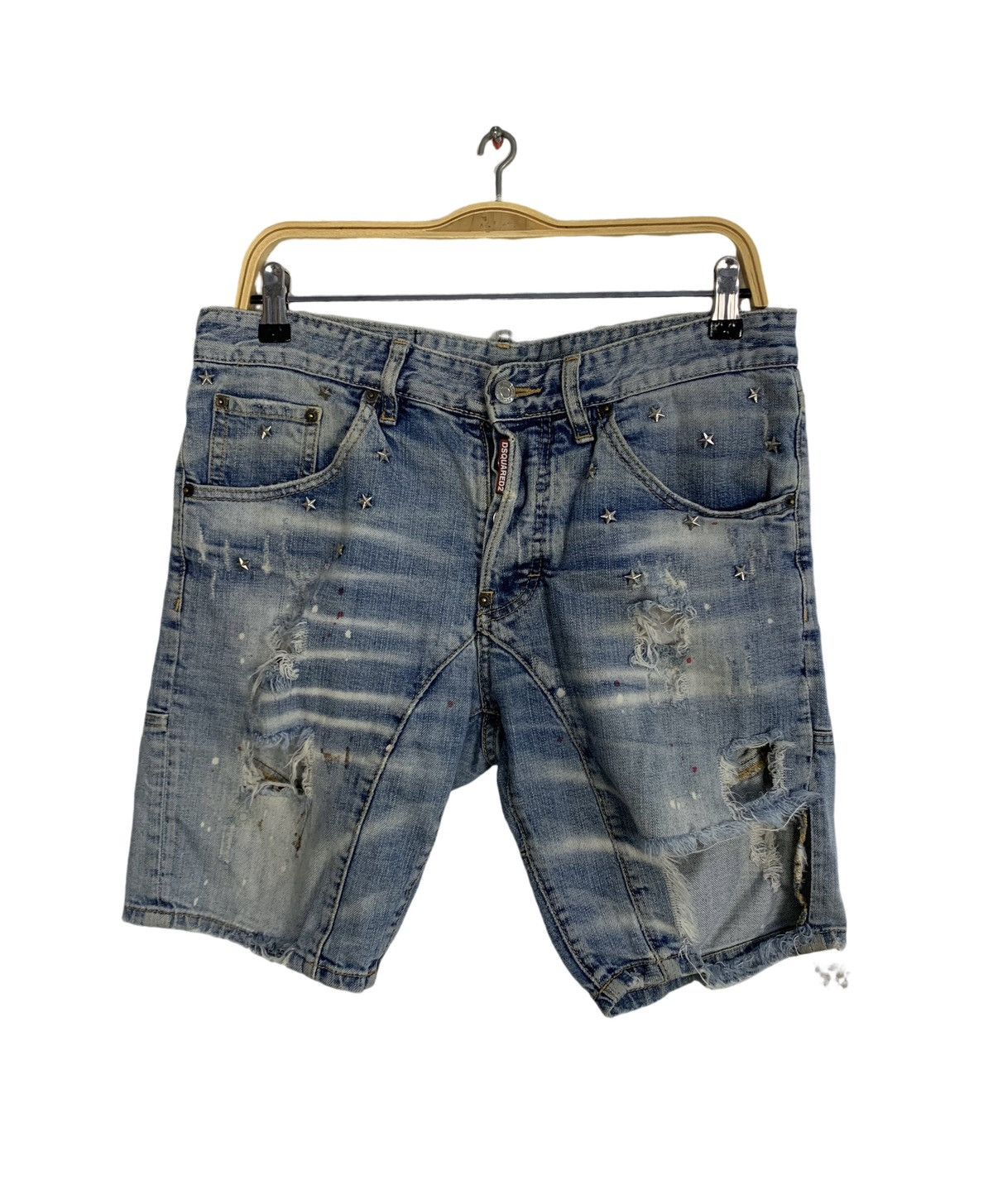 Dsquared2 Trashed Dsquared2 Caten Twins Star Stud Faded Indigo Denim Size US 33 - 1 Thumbnail