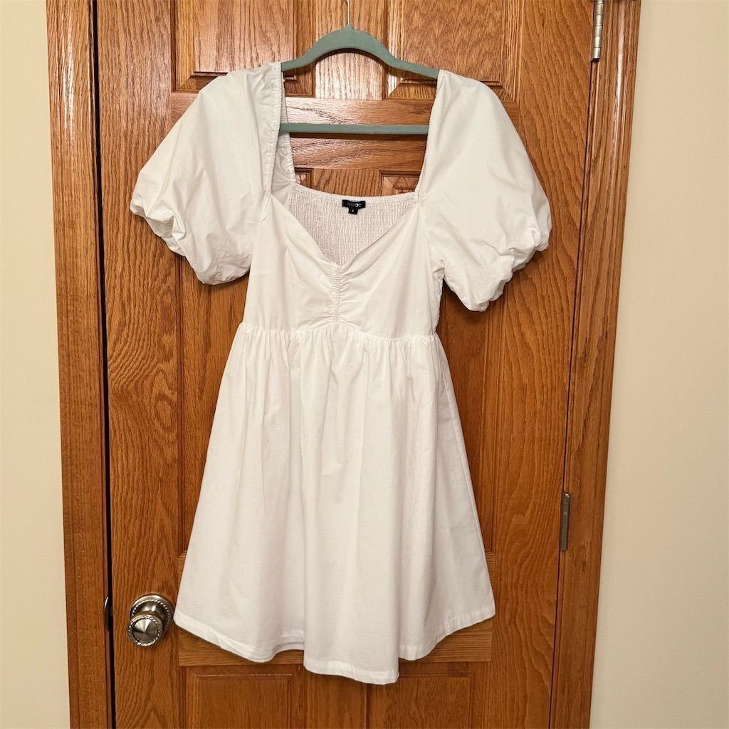 Other Paper Moon Women's White Puff Sleeve Sweetheart Mini Dress Size S / US 4 / IT 40 - 1 Thumbnail