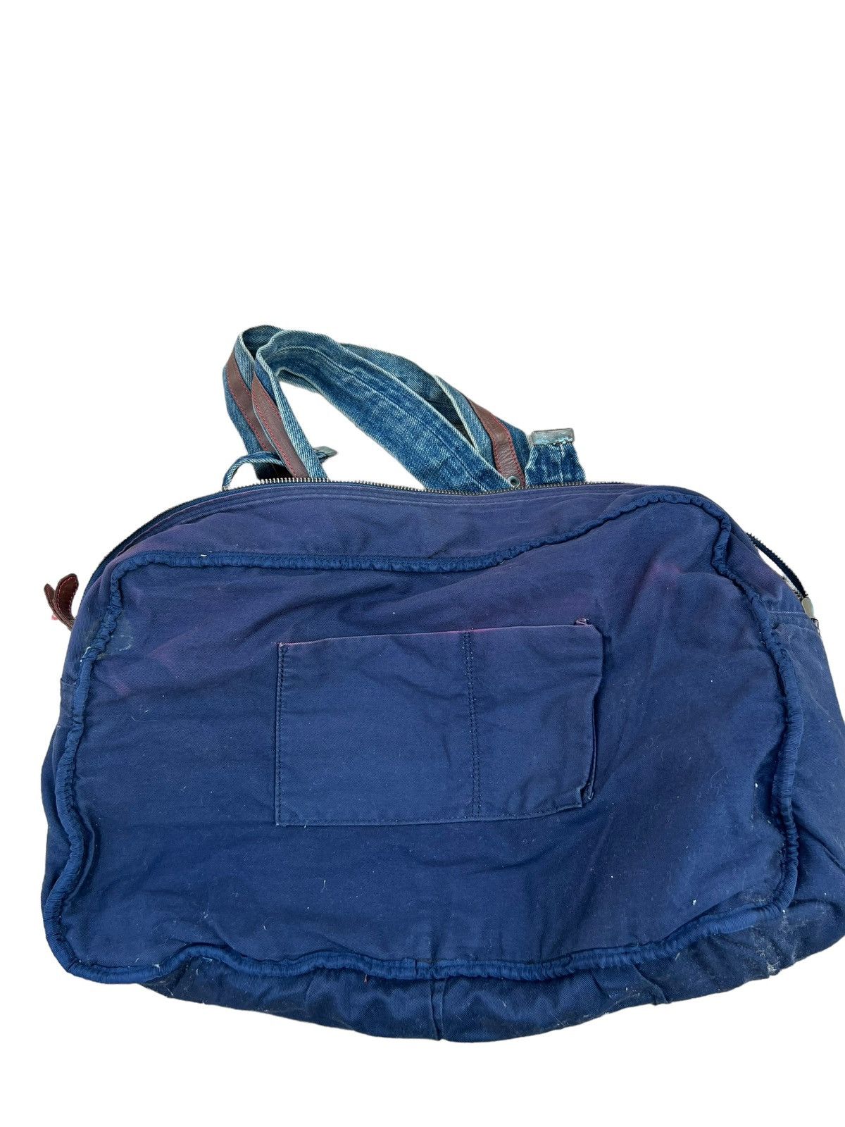 Vintage And A Japan Distress Fade Denim Cowhide Leather Large Bag Size ONE SIZE - 24 Thumbnail