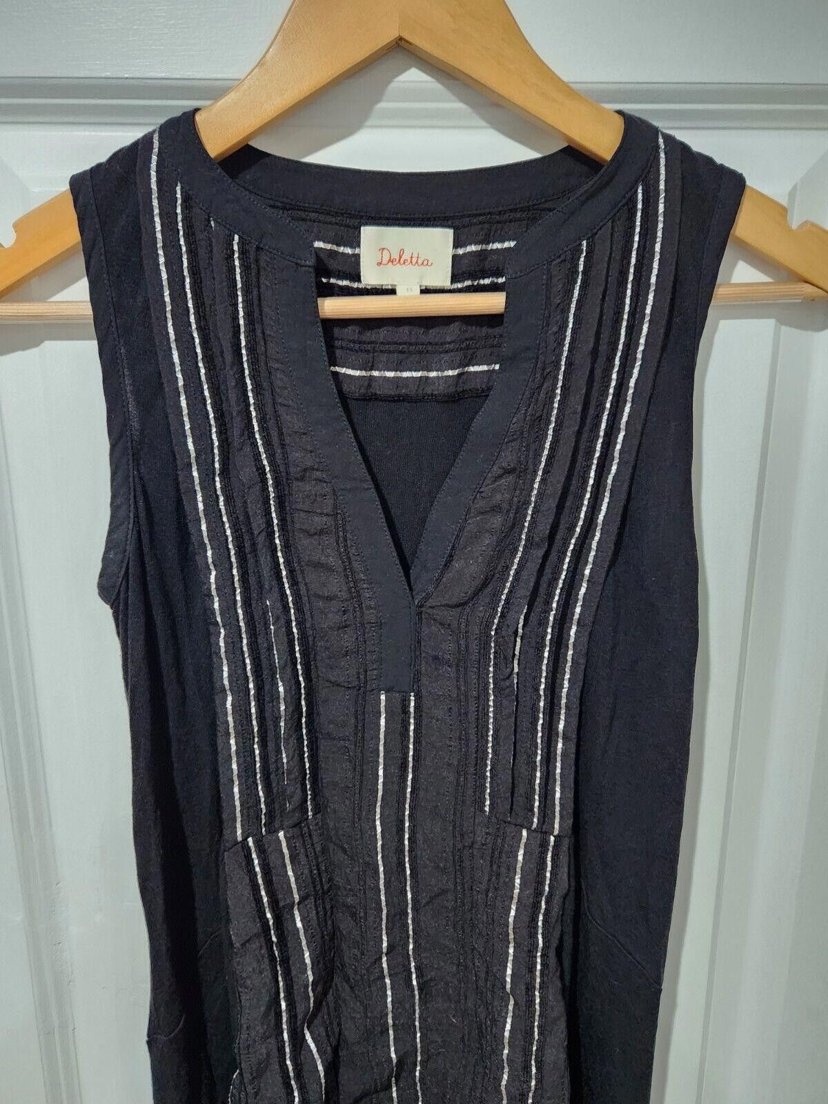 Designer Anthropologie Deletta Top Extra Small Black V Neck High Low Size XS / US 0-2 / IT 36-38 - 3 Thumbnail