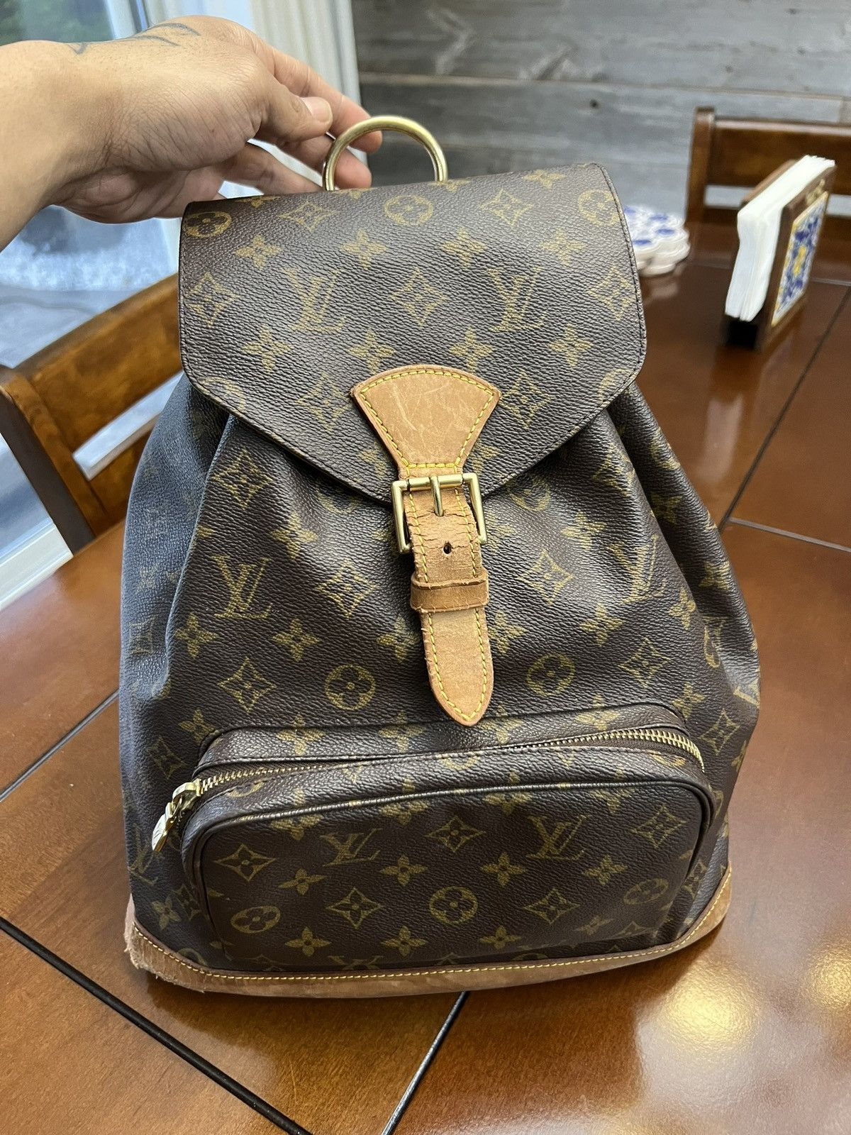 Louis Vuitton Montsouris GM Brown Canvas Backpack