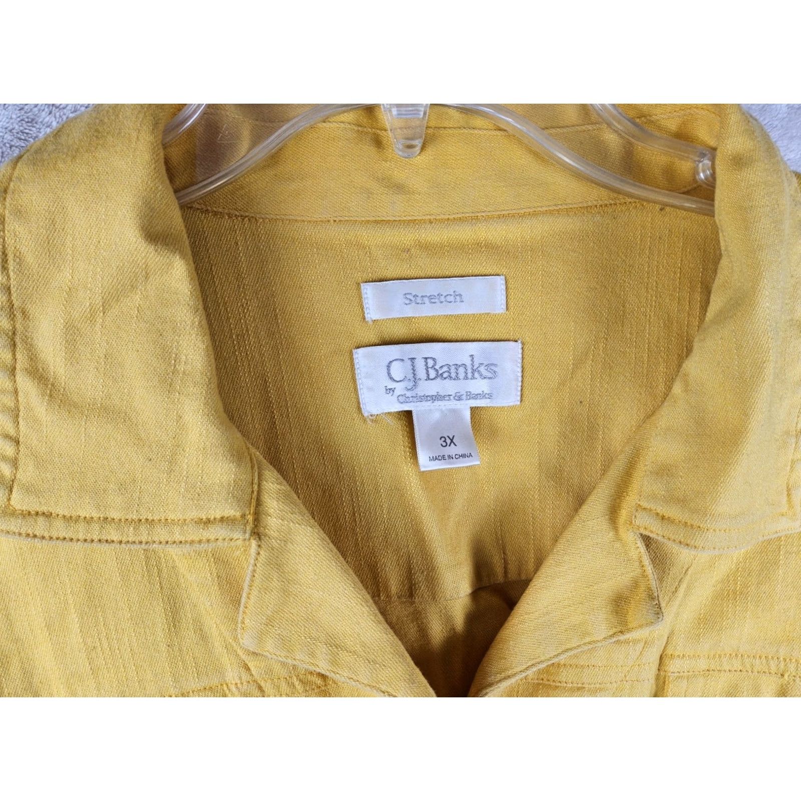 Vintage CJ Banks Denim Jacket Yellow Long Sleeve Button Front 3XL Women's Jacket Casual Mid-Length Solid Cotton Blend Pockets Collared Vintage No Size XXL / US 16-18 / IT 52-54 - 3 Thumbnail