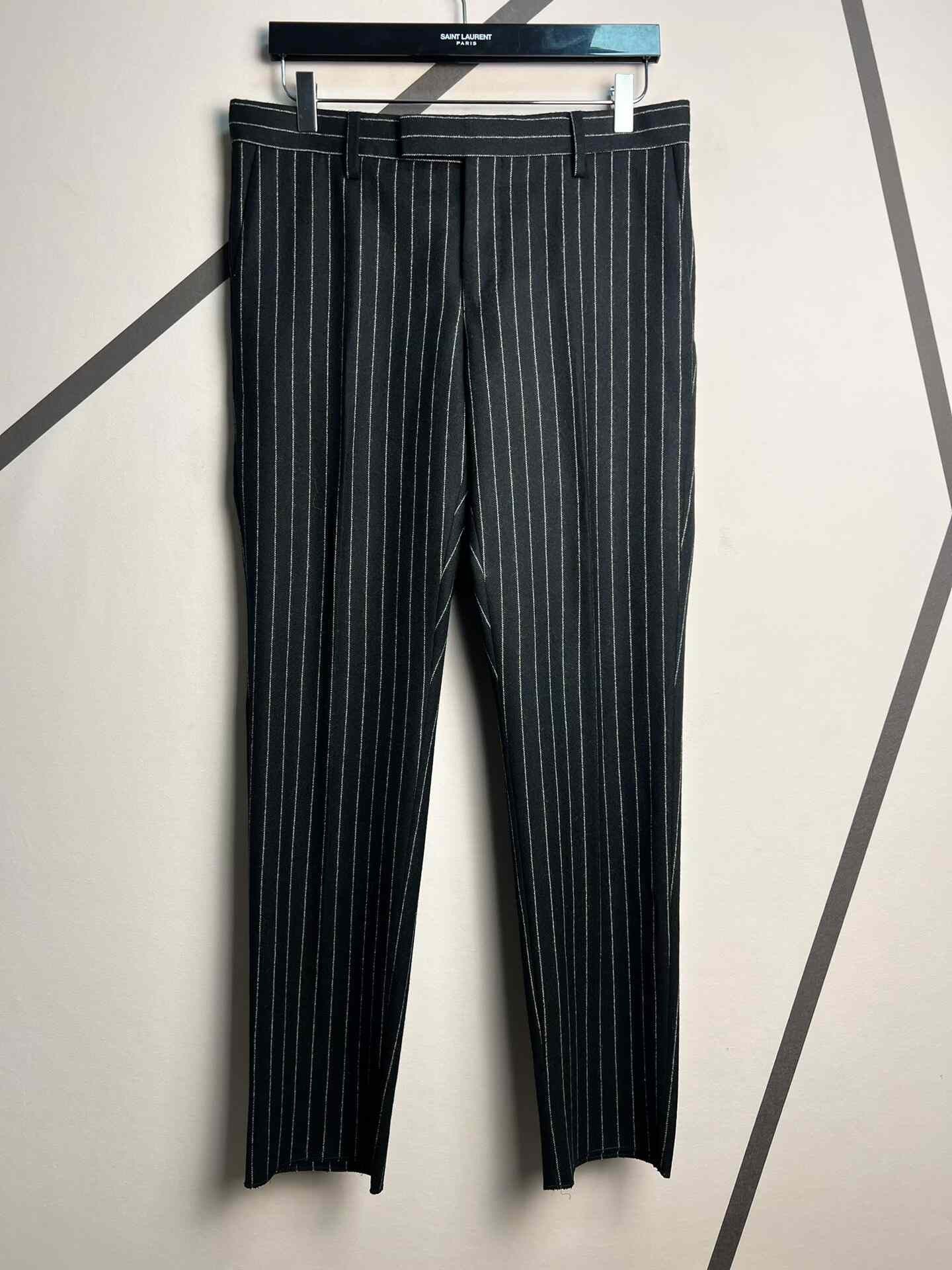Saint Laurent Paris Saint Laurent SLP 2016 Runway Silver Striped Wool Trousers Size US 30 / EU 46 - 1 Thumbnail
