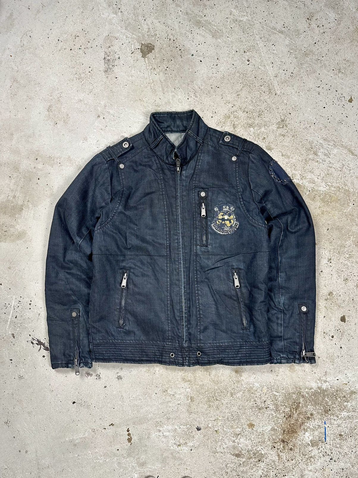 Japanese Brand × Vintage Vintage Y2K Utility Rhinestones Denim Jacket Size US M / EU 48-50 / 2 - 2 Thumbnail