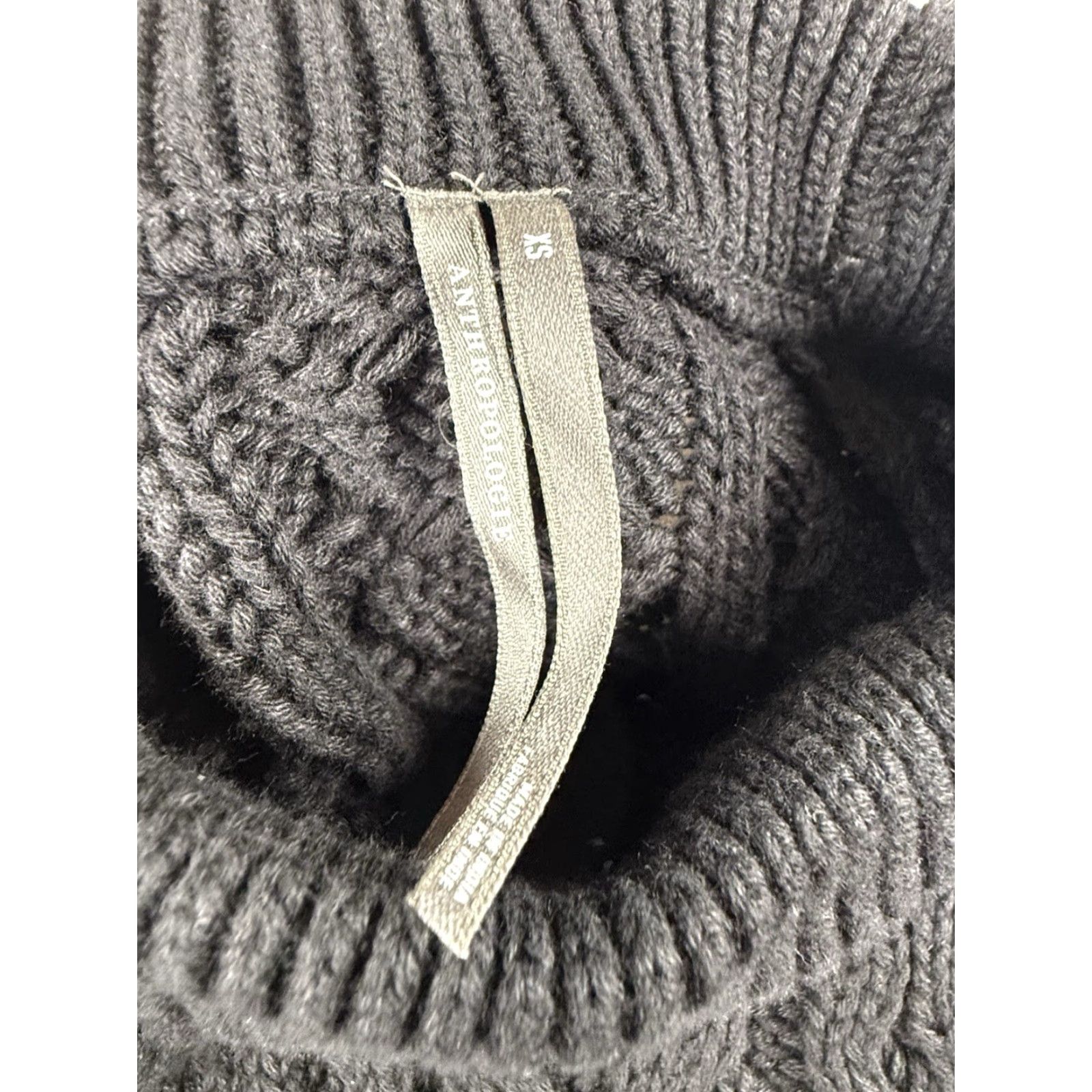 Anthropologie VINTAGE Anthropologie Sweater XS Black Cable-Knit Mock Neck Women Pullover XS Black Mock Neck Cable-Knit Sweater Anthropologie Women Pullover Size XS / US 0-2 / IT 36-38 - 2 Thumbnail