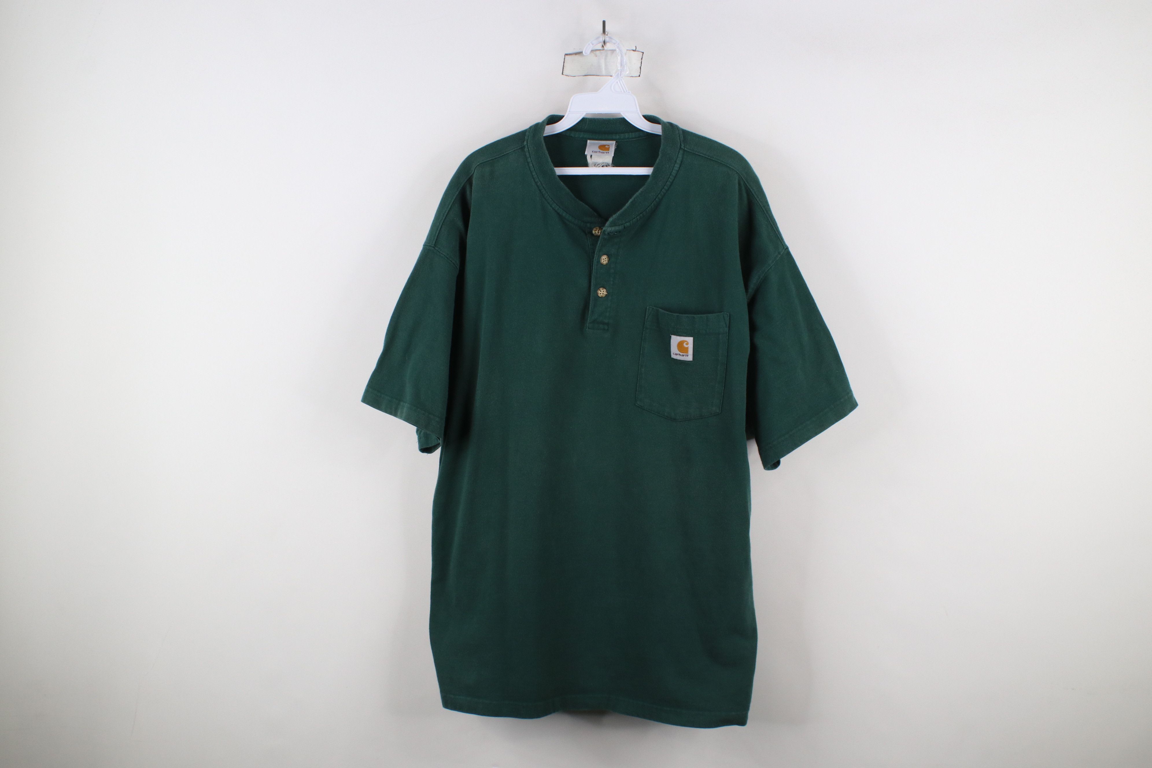 Carhartt × Vintage Vintage 90s Carhartt Spell Out Heavyweight Henley T-Shirt Size US XXL / EU 58 / 5 - 1 Thumbnail