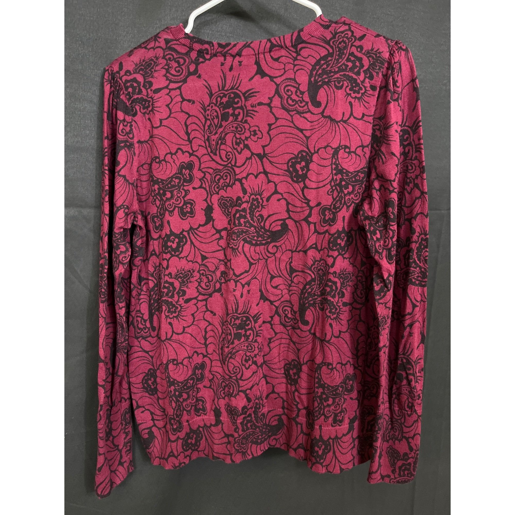 Loft LOFT SKU 7743 Womens Purple and Black Floral Sweater Size L Size L / US 10 / IT 46 - 2 Thumbnail