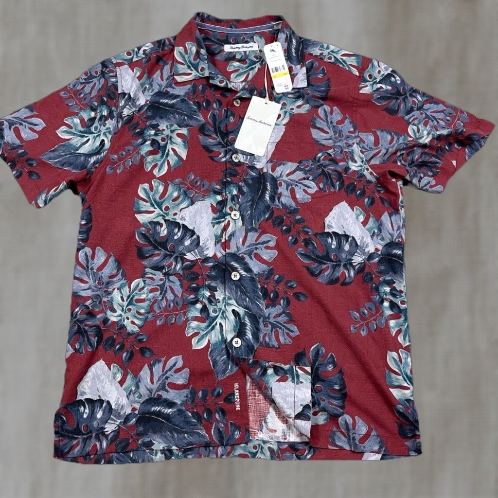 Tommy Bahama Tommy Bahama Island Zone Shirt Men M Red Floral Silk Cotton Hawaiian Button-Up Short Sleeve Size US M / EU 48-50 / 2 - 1 Thumbnail