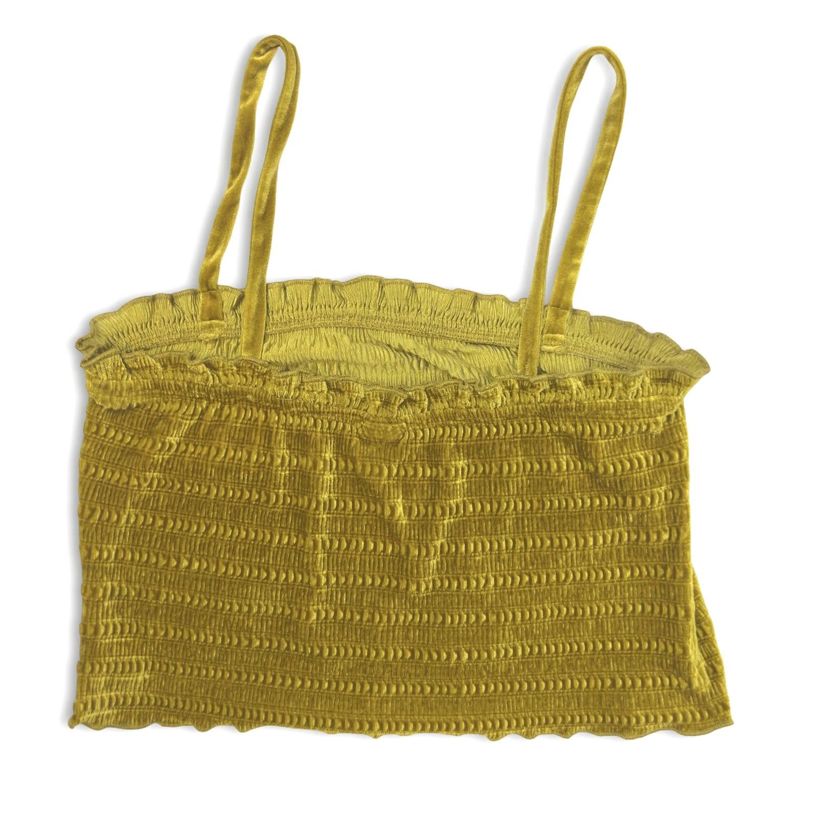 Designer Wild Fable Smocked Crop Top in Gold Size XS / US 0-2 / IT 36-38 - 2 Thumbnail