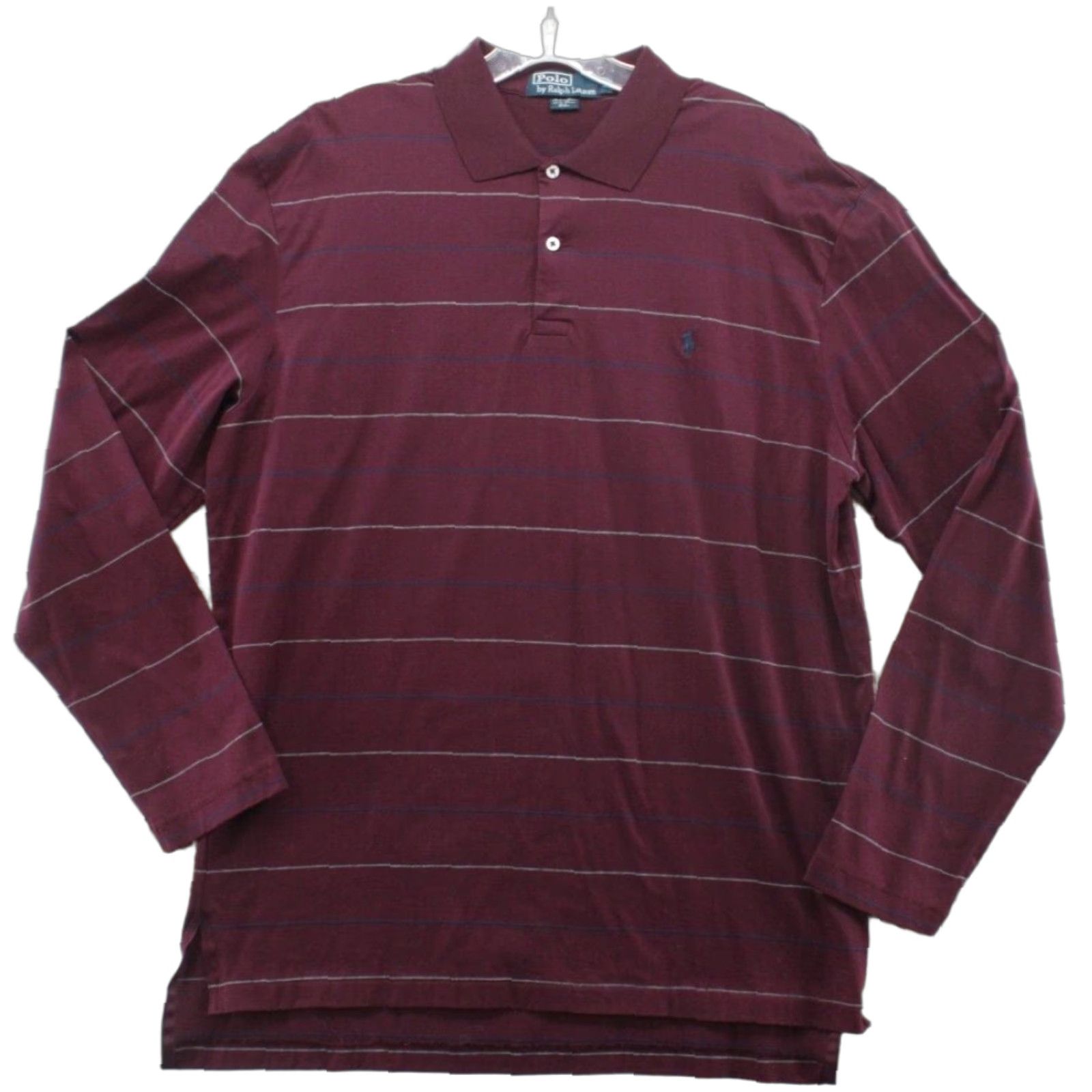 Polo Ralph Lauren VINTAGE Polo Ralph Lauren Shirt Men L Burgandy Pin Striped Polo Casual Preppy Logo Rugby / City / Classic / Dad / Designer / Sports Mens Size US L / EU 52-54 / 3 - 1 Thumbnail