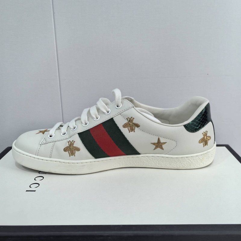 Gucci Gucci ACE Leather Embroidered Bee Sneakers - Size US 8 / EU 41 - 3 Thumbnail
