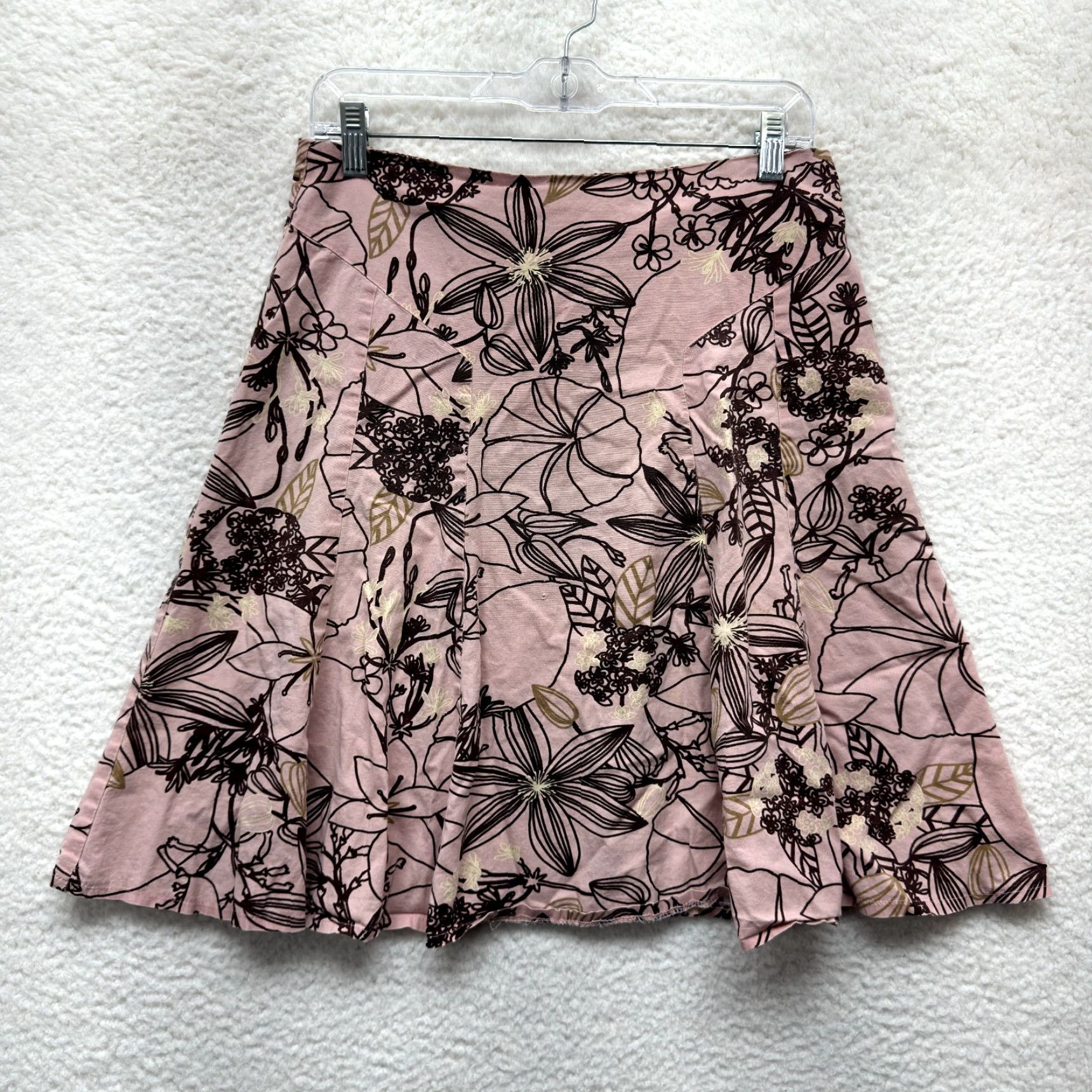 Vintage VINTAGE 90s Y2K Skirt Medium Pink Brown Hibiscus Floral Tropical Lipsy Women M Size 32" / US 10 / IT 46 - 2 Thumbnail