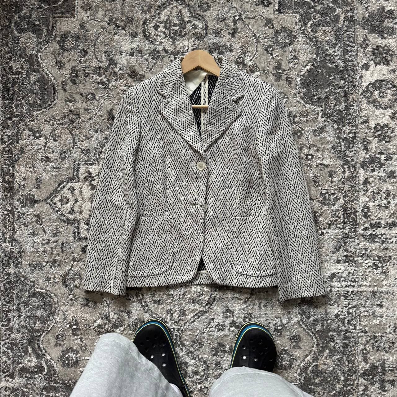 Max Mara Max Mara White & Black Cotton Blazer Size M / US 6-8 / IT 42-44 - 2 Thumbnail