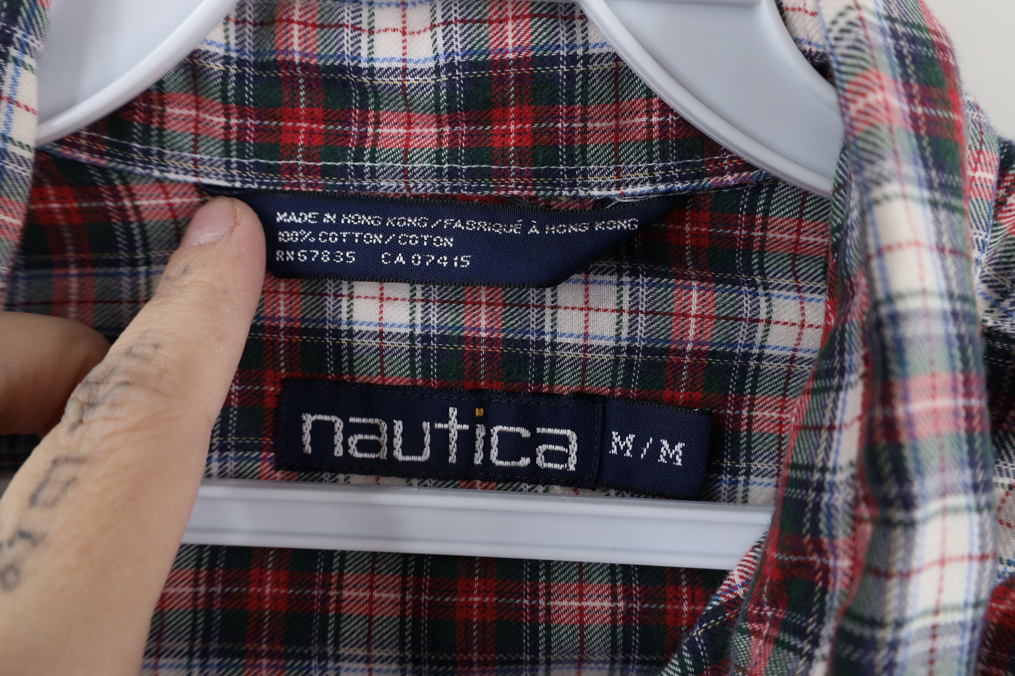 Nautica × Vintage Vintage 90s Nautica Flannel Collared Button Down Shirt Size US M / EU 48-50 / 2 - 7 Thumbnail
