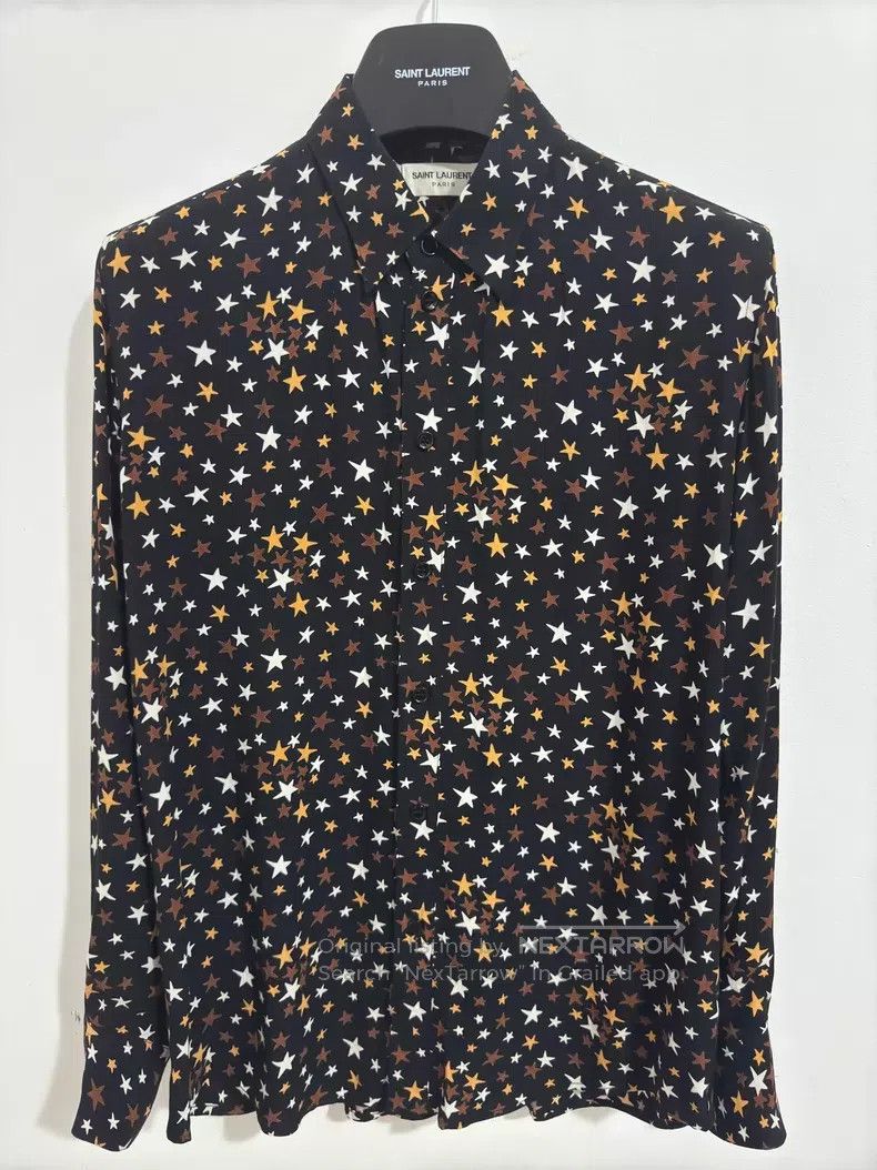 Saint Laurent Paris Saint Laurent Paris Size 39 Viscose All-over Star Black an Size US L / EU 52-54 / 3 - 1 Thumbnail
