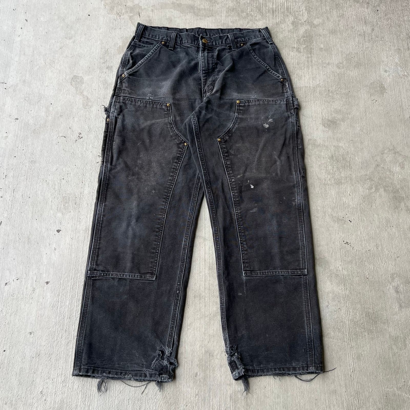 Carhartt × Vintage Carhartt faded black double knee work wear carpenter pants Size US 31 - 1 Thumbnail