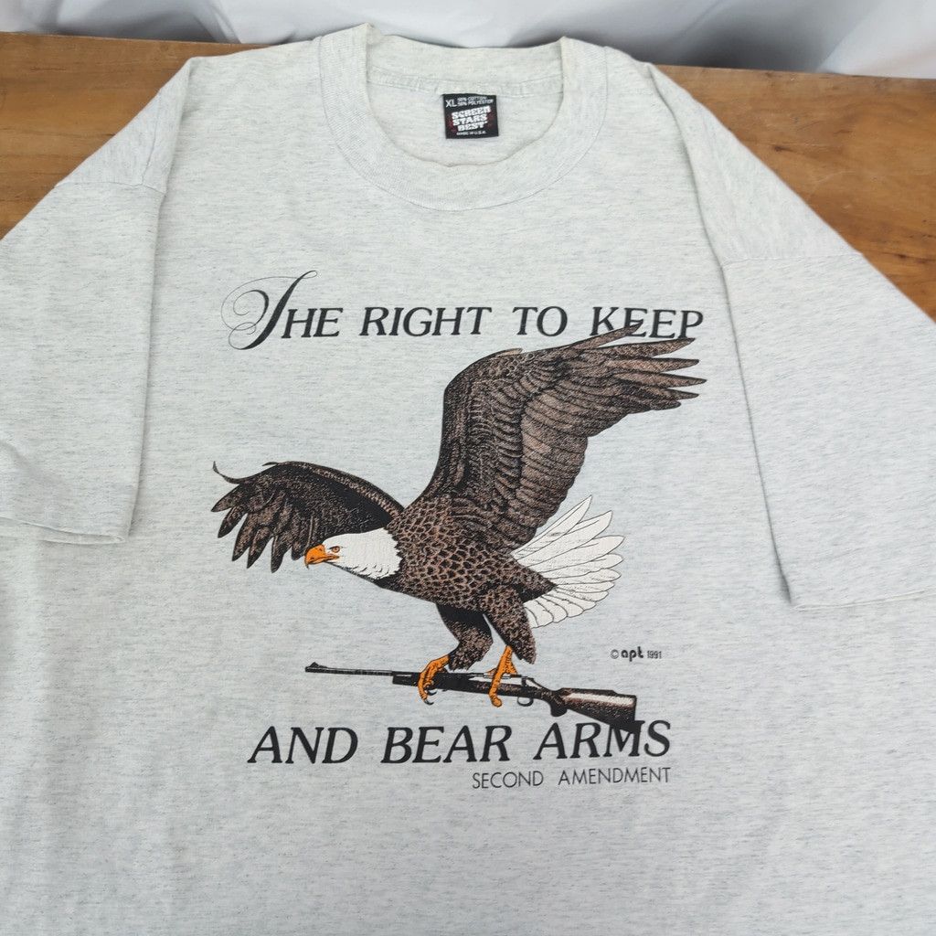 Fruit Of The Loom × Vintage Single Stitch Second Amendment USA Made Grey T-Shirt XL Size US XL / EU 56 / 4 - 1 Thumbnail