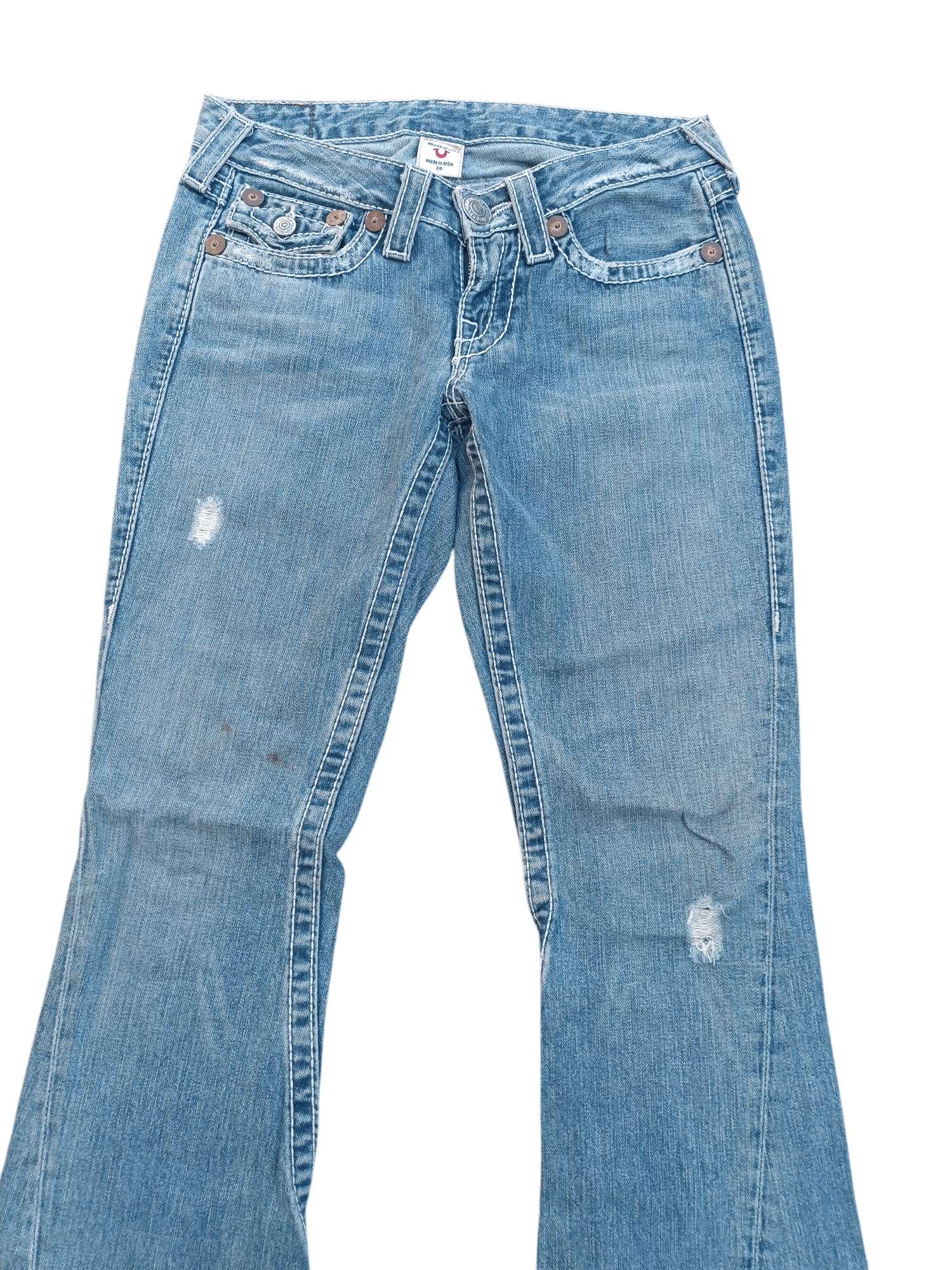 American Apparel × True Religion FLARED 💥 TRUE RELIGION DISTRESSED JOEY BIG T DENIM TR13 Size 27" / US 4 / IT 40 - 2 Thumbnail