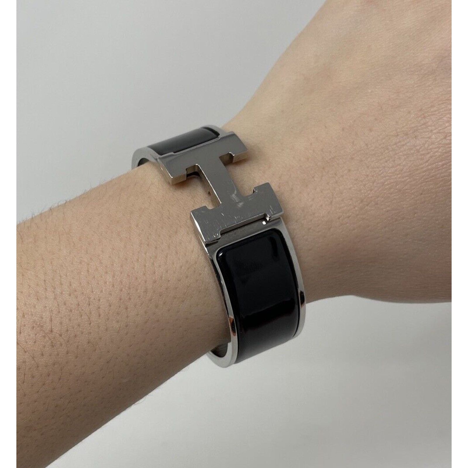 Hermes Hermes Clic Clac H Bracelet Black and Silver Size ONE SIZE - 10 Thumbnail
