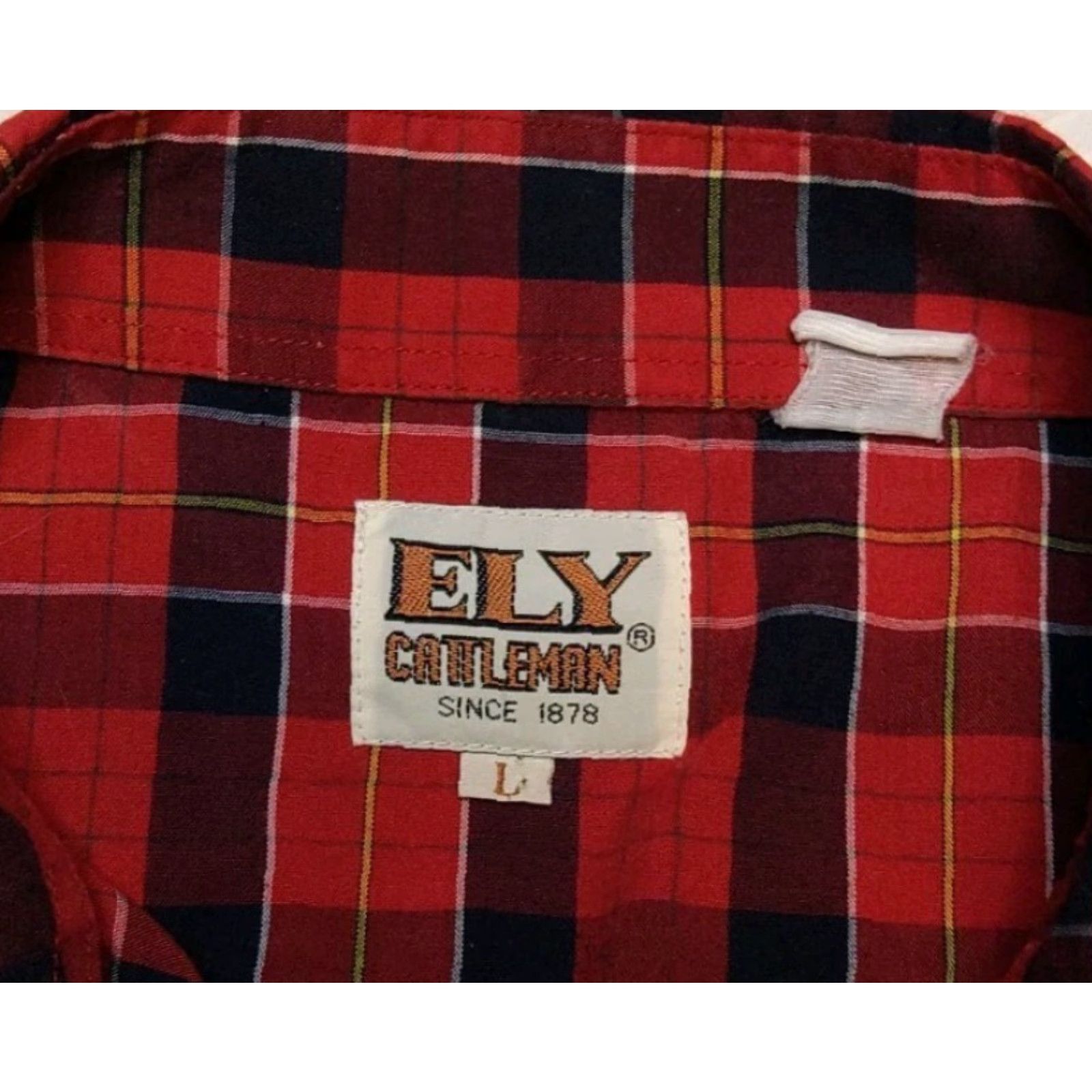 Vintage Ely Cattleman Western Red Plaid Shirt Mens L Short Sleeve Cowboy Pearl Snap Shirt Size US L / EU 52-54 / 3 - 7 Thumbnail