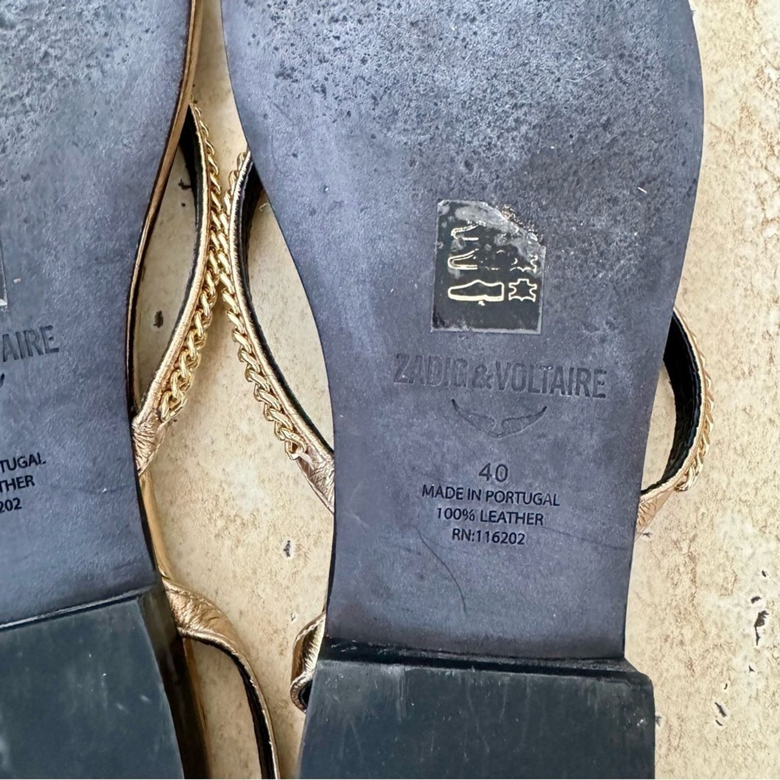 Zadig & Voltaire ZADIG & VOLTAIRE Gold Flat Sandals, Size 40 (9) Size US 9 / IT 39 - 8 Thumbnail