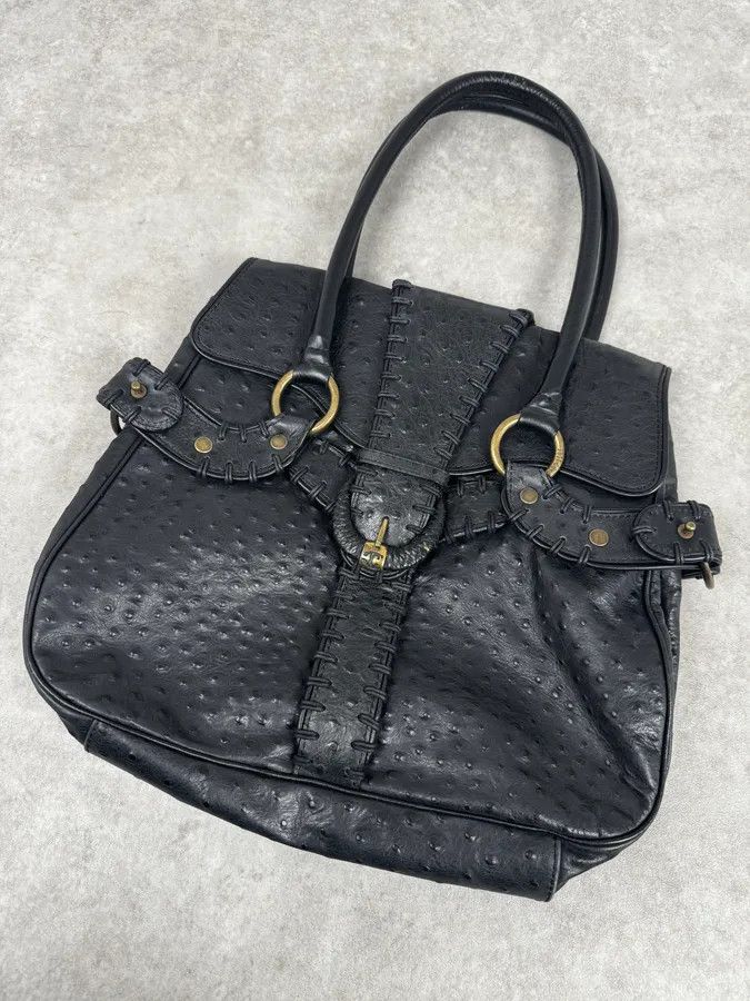 Roberto Cavalli SS2008 Cavalli Black Ostrich Effect Leather Handle Bag Size ONE SIZE - 5 Thumbnail