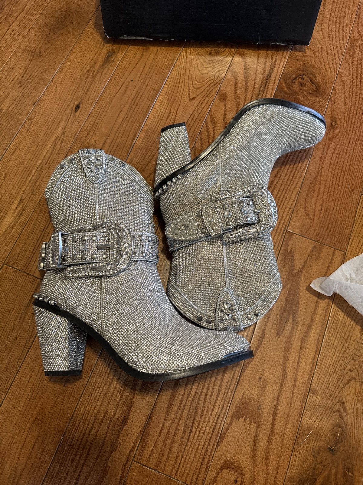 Dolls Kill Icy Sheriff Shine Rhinestone Cowboy Boots Size US 11 / IT 41 - 2 Thumbnail