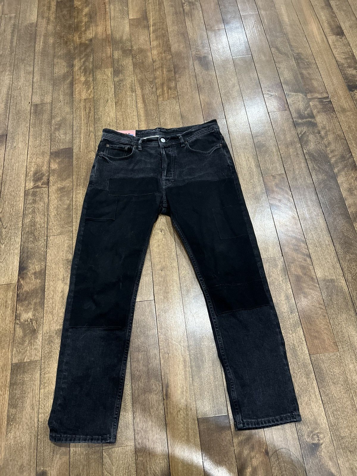 image of Acne Studios Bla Konst River Black Patch Pants, Men's (Size 32)