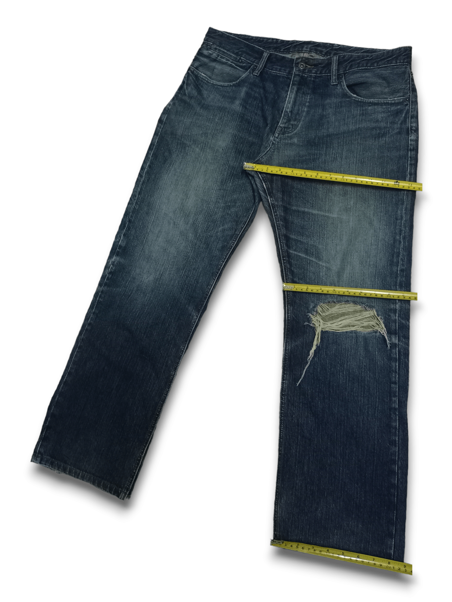 Japanese Brand Vintage Japanese Brand Blue Wash Distressed Baggy Jeans Size US 35 - 12 Thumbnail